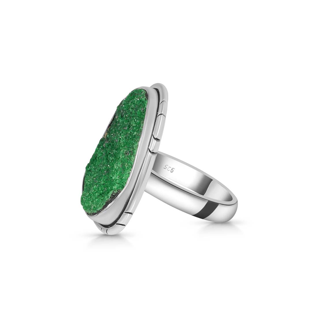 Premium Uvarovite Druzy Statement Ring - UVR-R-28