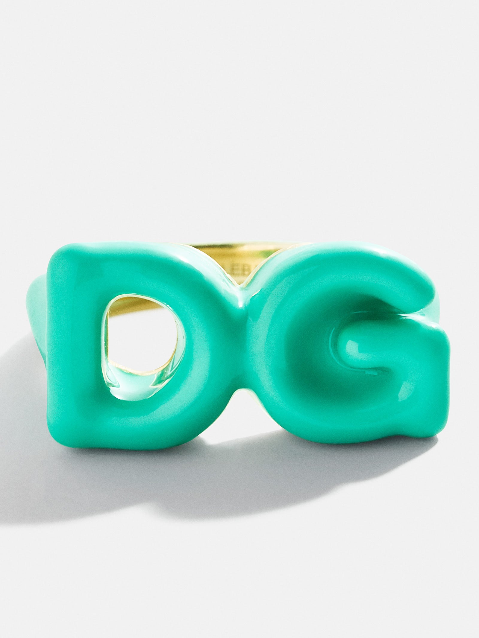 Premium Custom Double Initial Enamel Block Ring - Vibrant Turquoise