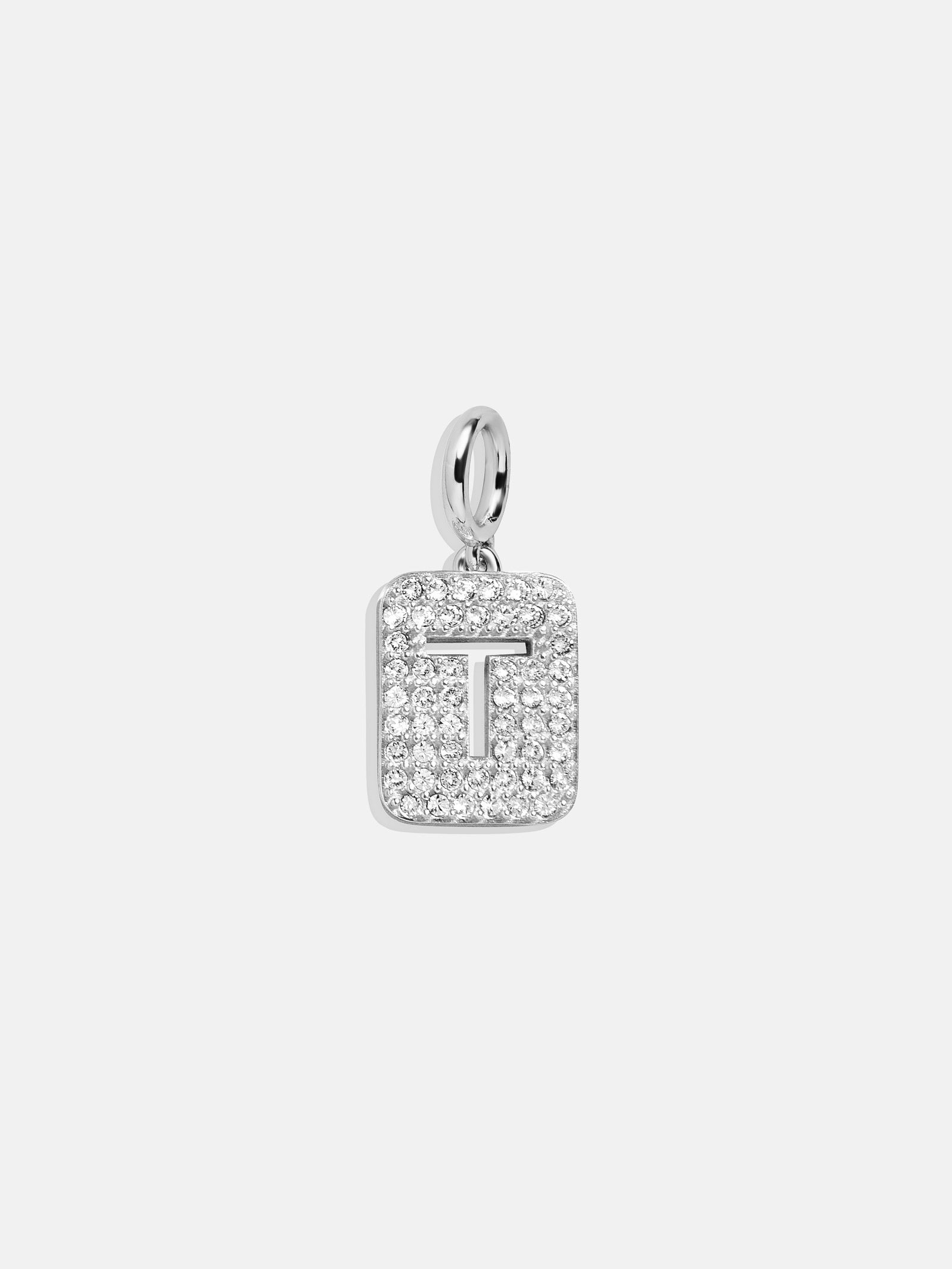 Premium Silver Block Pave Cluster Charm Necklace - Timeless Design