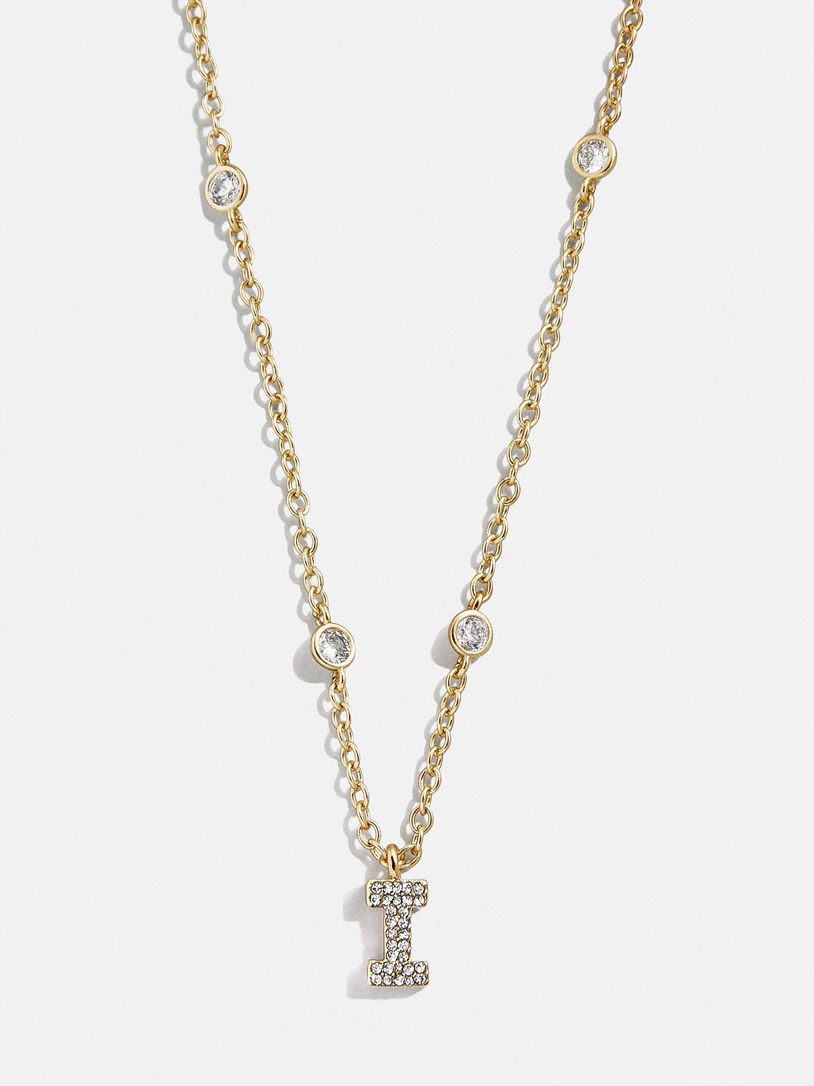 Premium Pavé Initial Yasmine Necklace - Gold Plated, Personalized Elegance