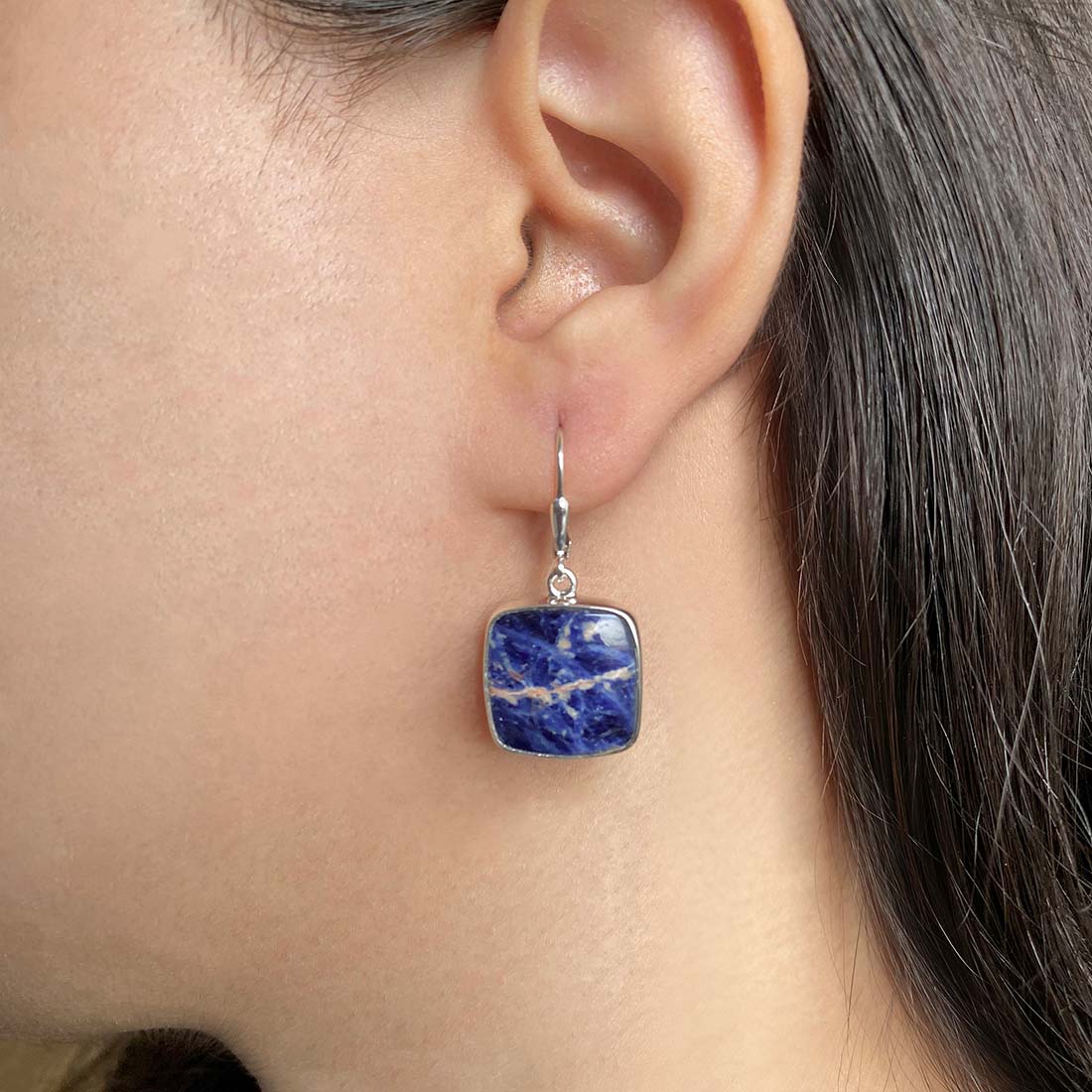 Premium Sodalite Statement Earrings - Ultimate Elegance (SDL-E-17)