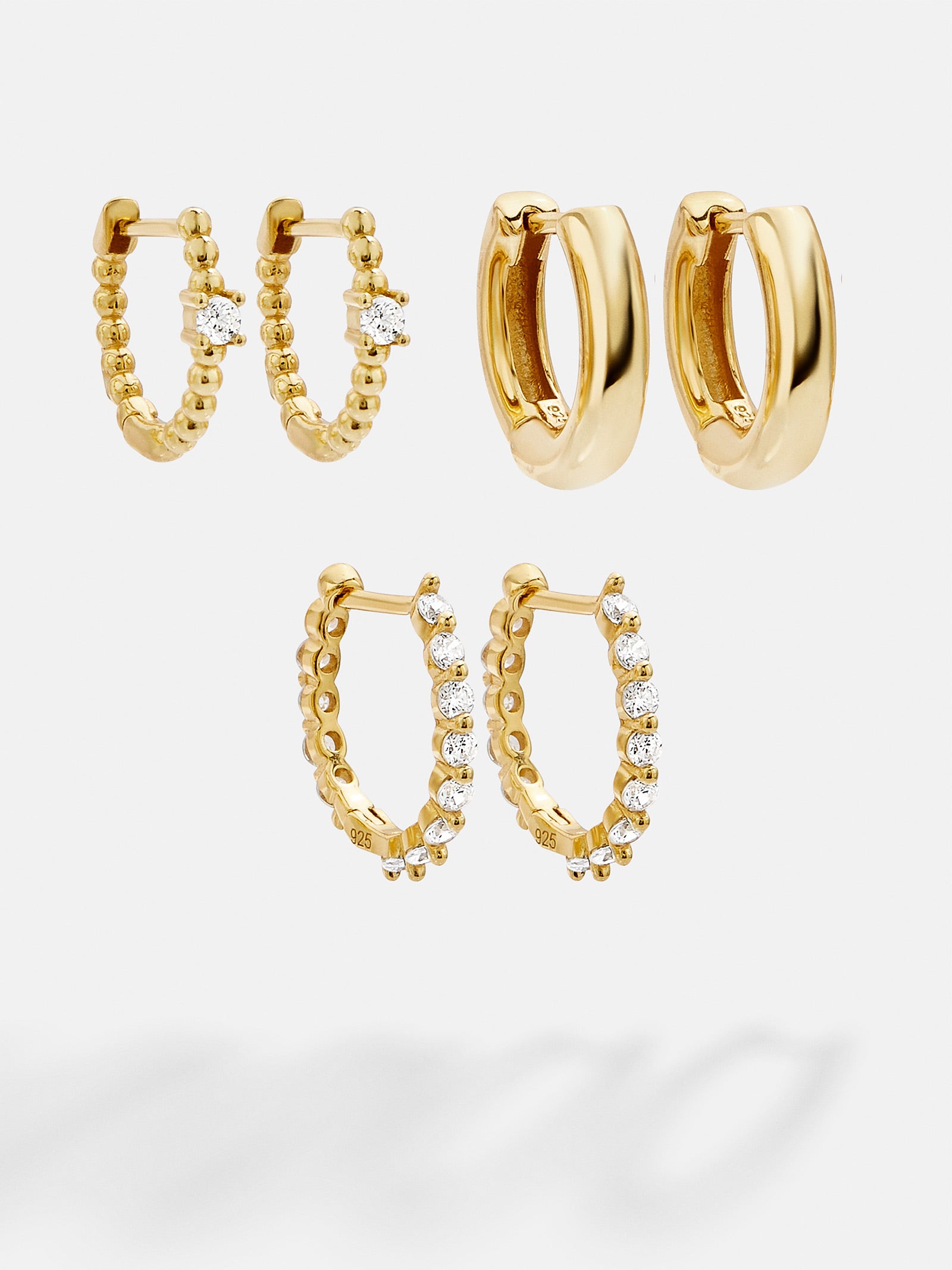 Premium Lauren 18K Gold Earring Set - Ultimate Trio for Classic Elegance