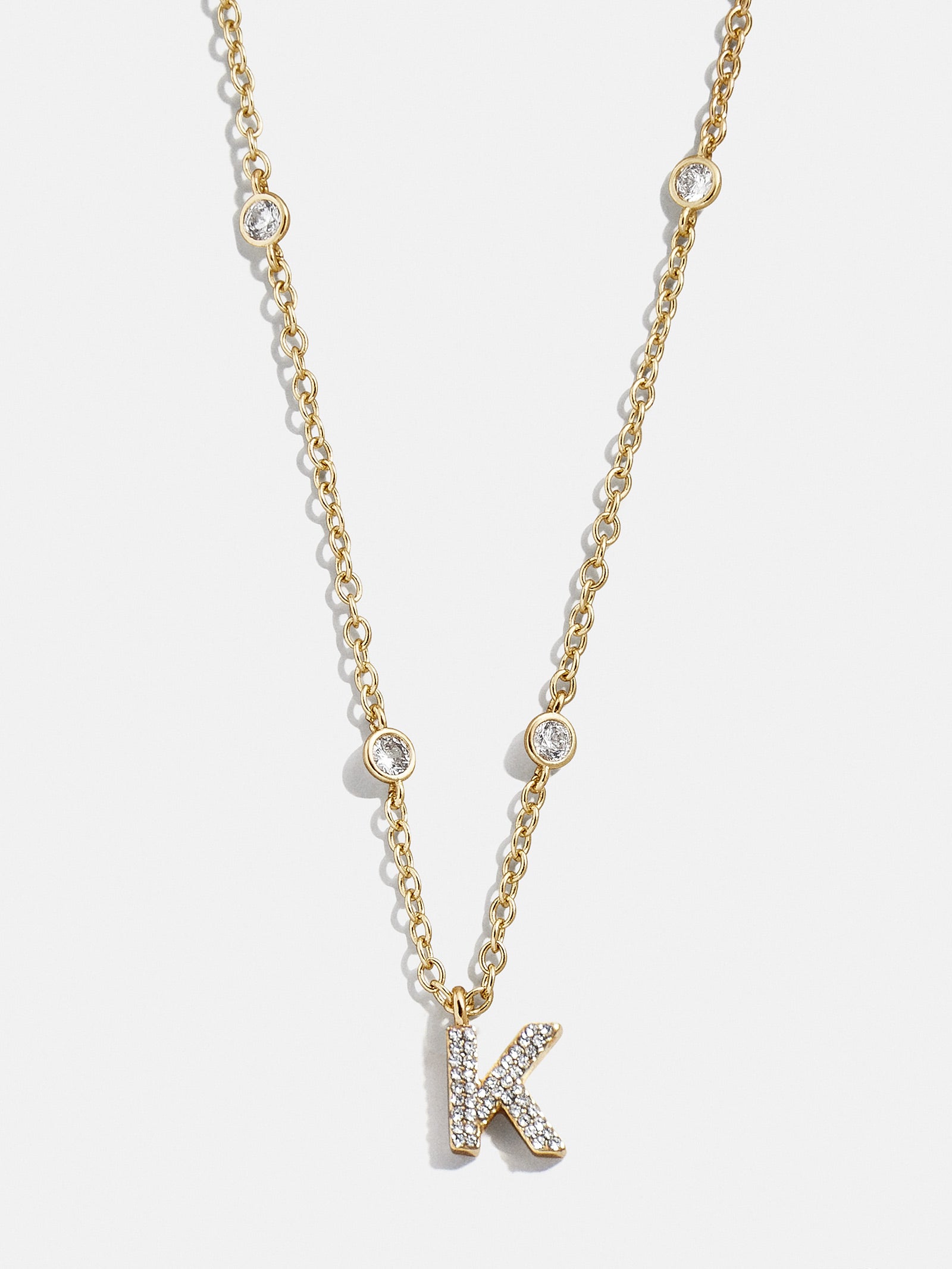 Premium Pavé Initial Yasmine Necklace - Gold Plated, Personalized Elegance