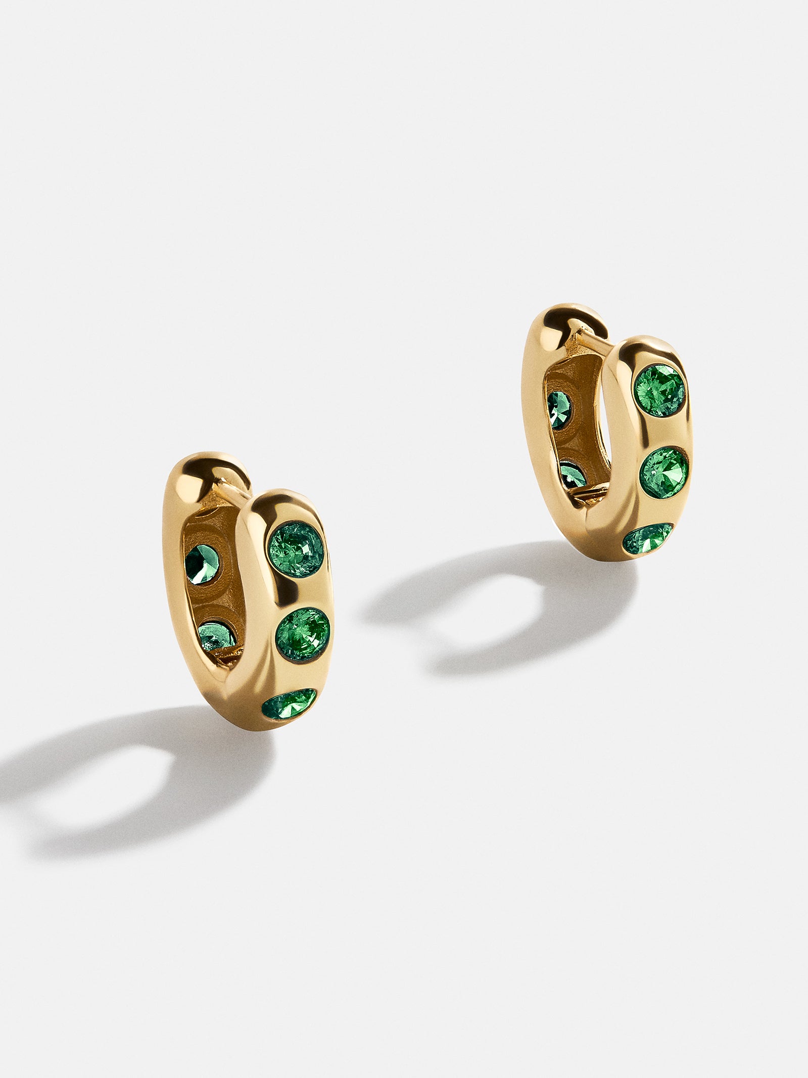 Premium Sydney 18k Gold Emerald Birthstone Huggie Earrings