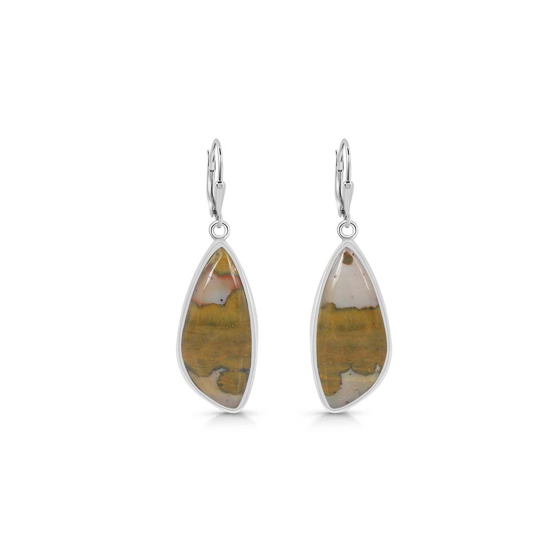 Premium Ocean Jasper Statement Earrings - Elegant Silver Jewelry (OCJ-E-14)