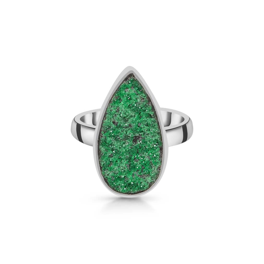 Premium Uvarovite Druzy Statement Ring - UVR-R-6