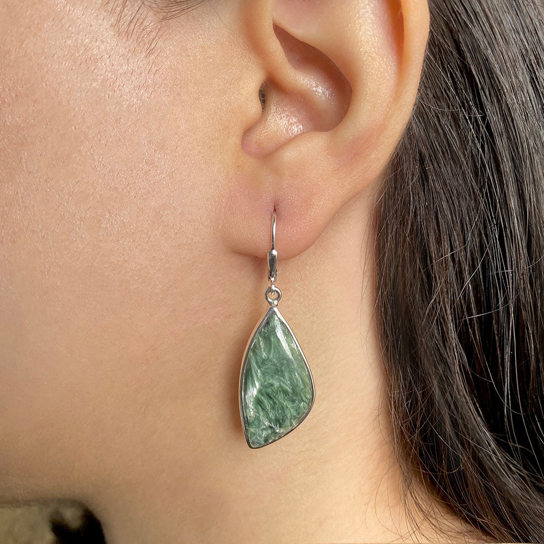 Premium Seraphinite Statement Earrings - SER-E-11