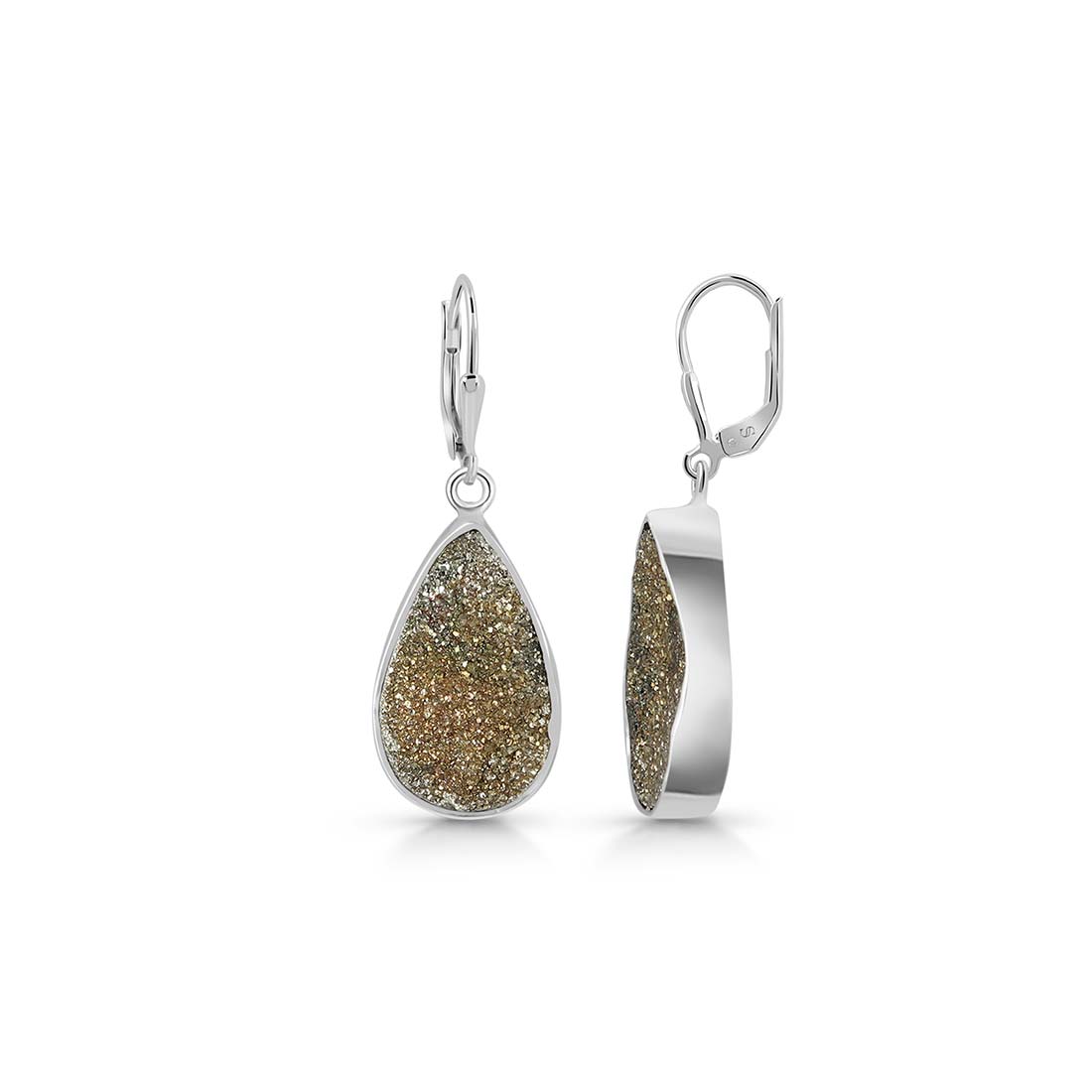 Premium Spectropyrite Druzy Earrings - Ultimate Elegance