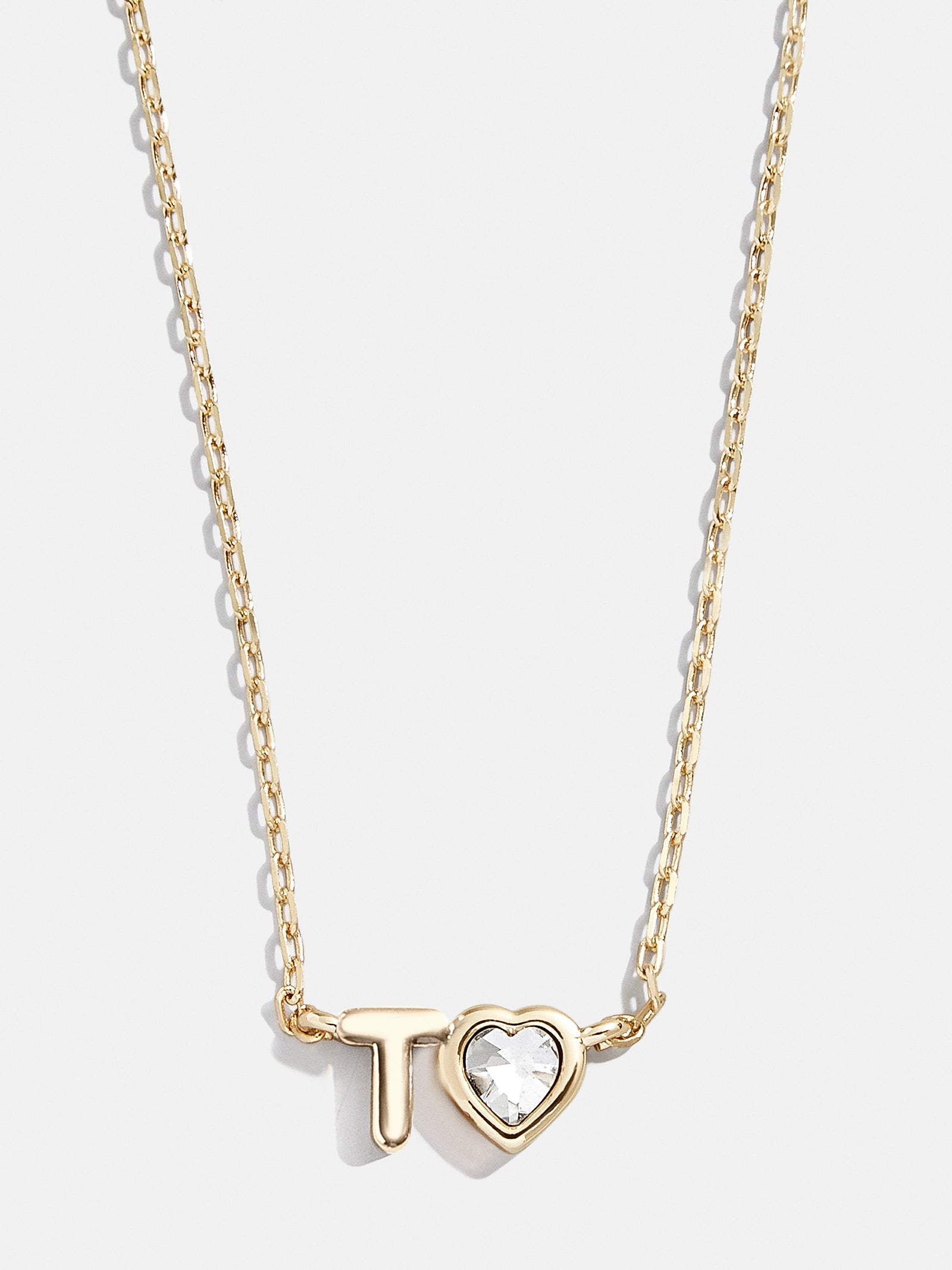 Premium Fiona Initial Necklace - Gold & Crystal Heart