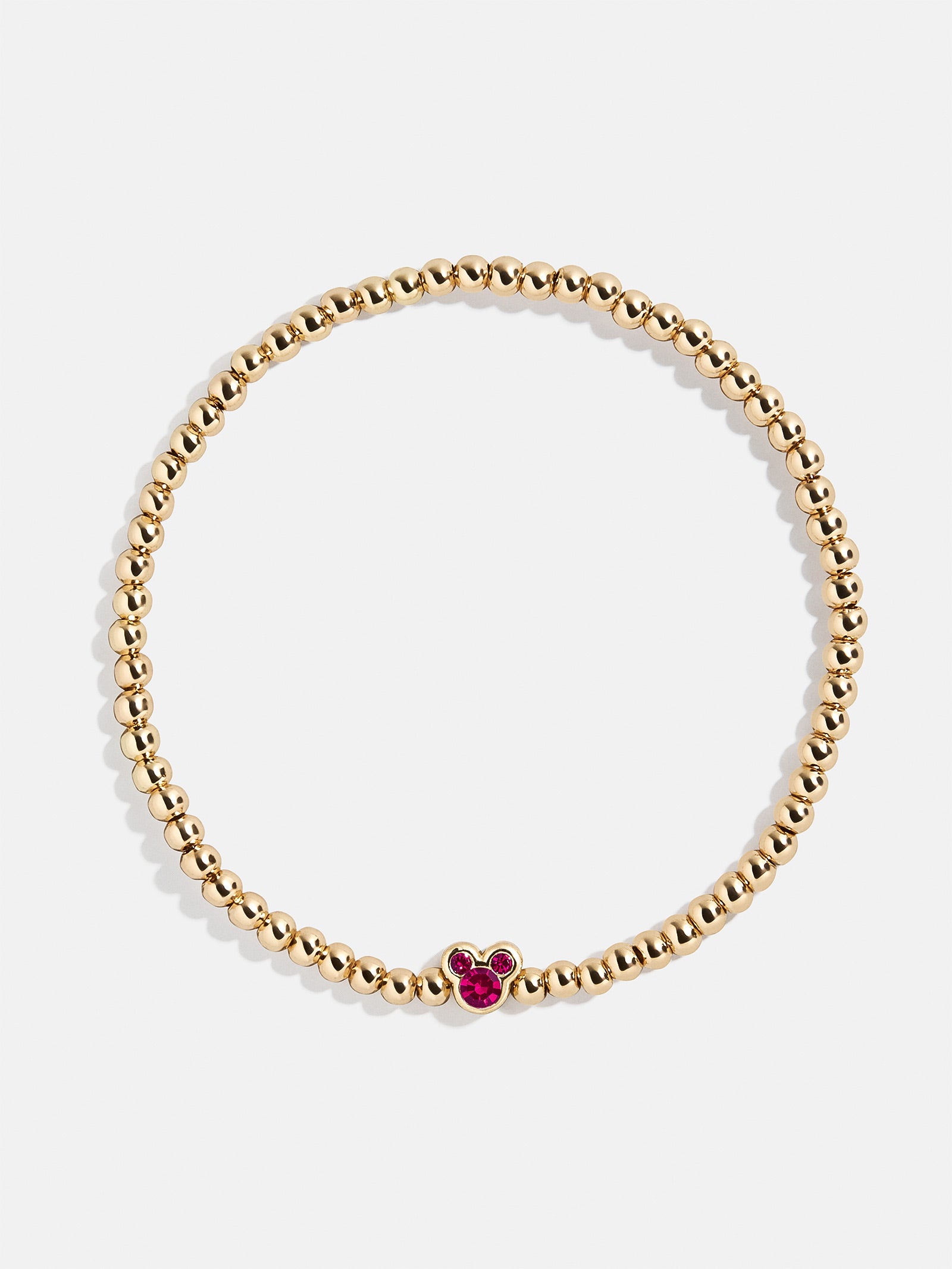 Premium Disney Mickey Mouse Birthstone Bracelet with Ruby - Elegant Stretch Design