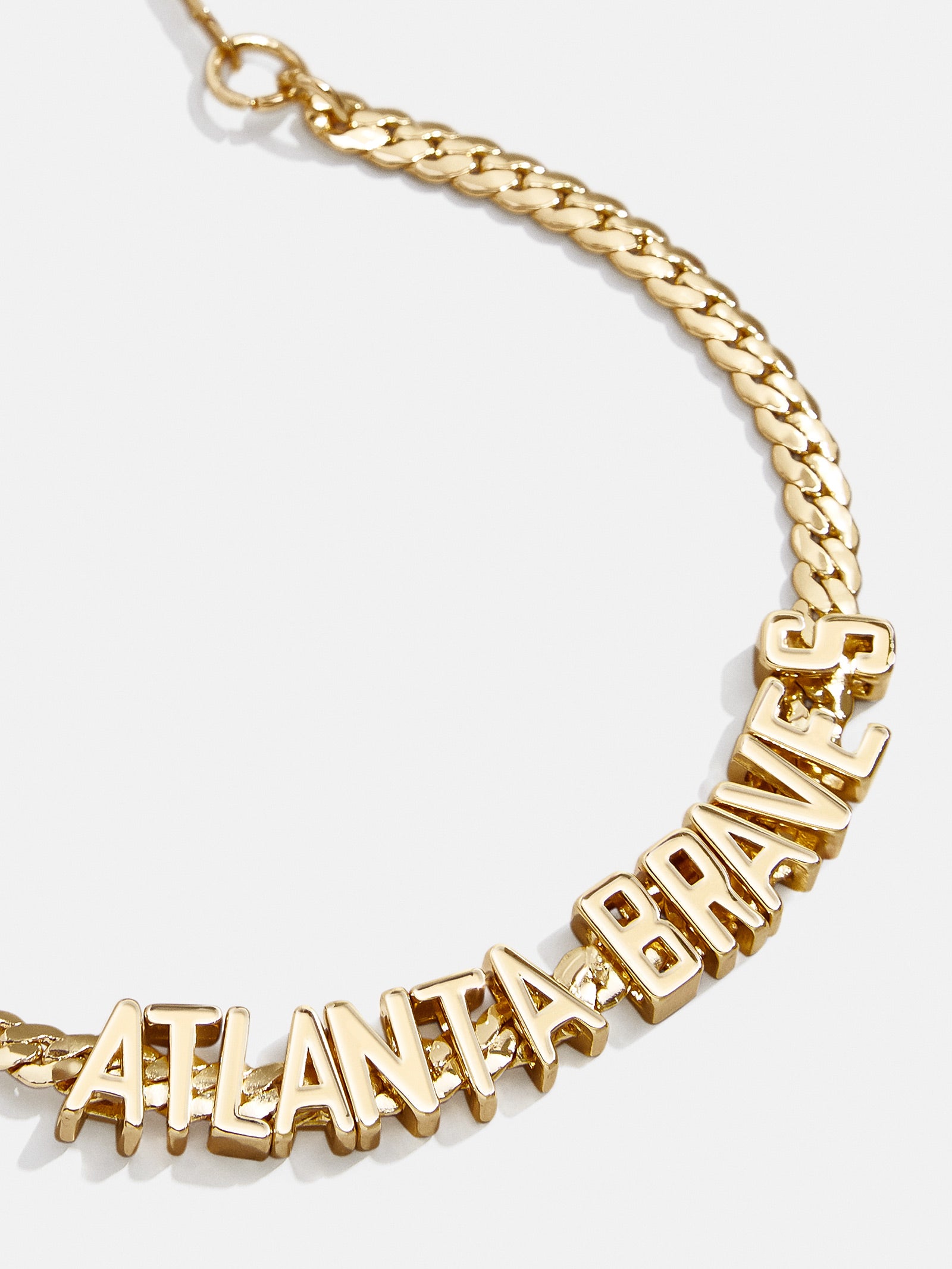 Premium MLB Atlanta Braves Gold Curb Chain Bracelet - Official Licensed