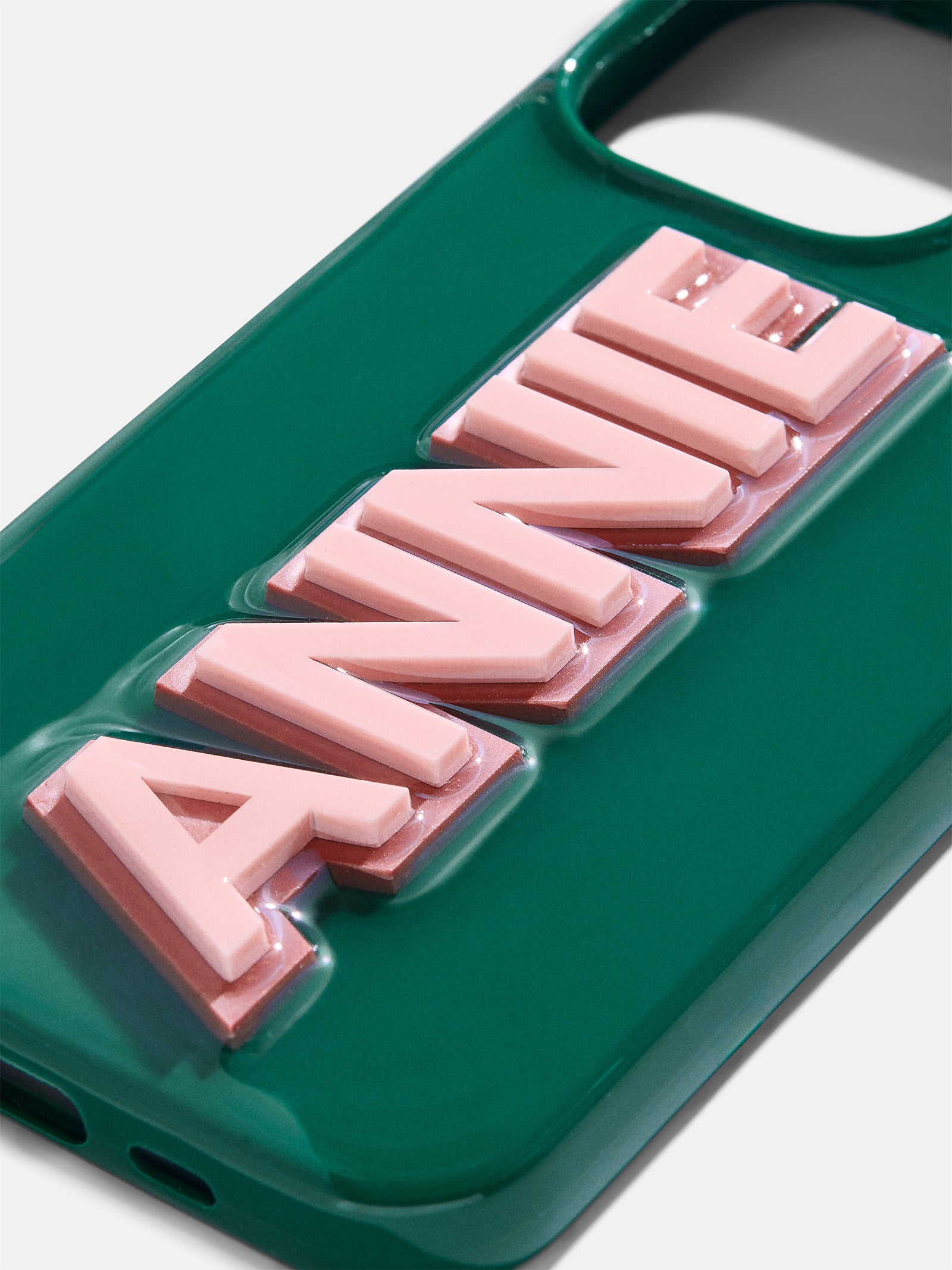 Premium Custom 3D Block Font iPhone Case - Green & Light Pink