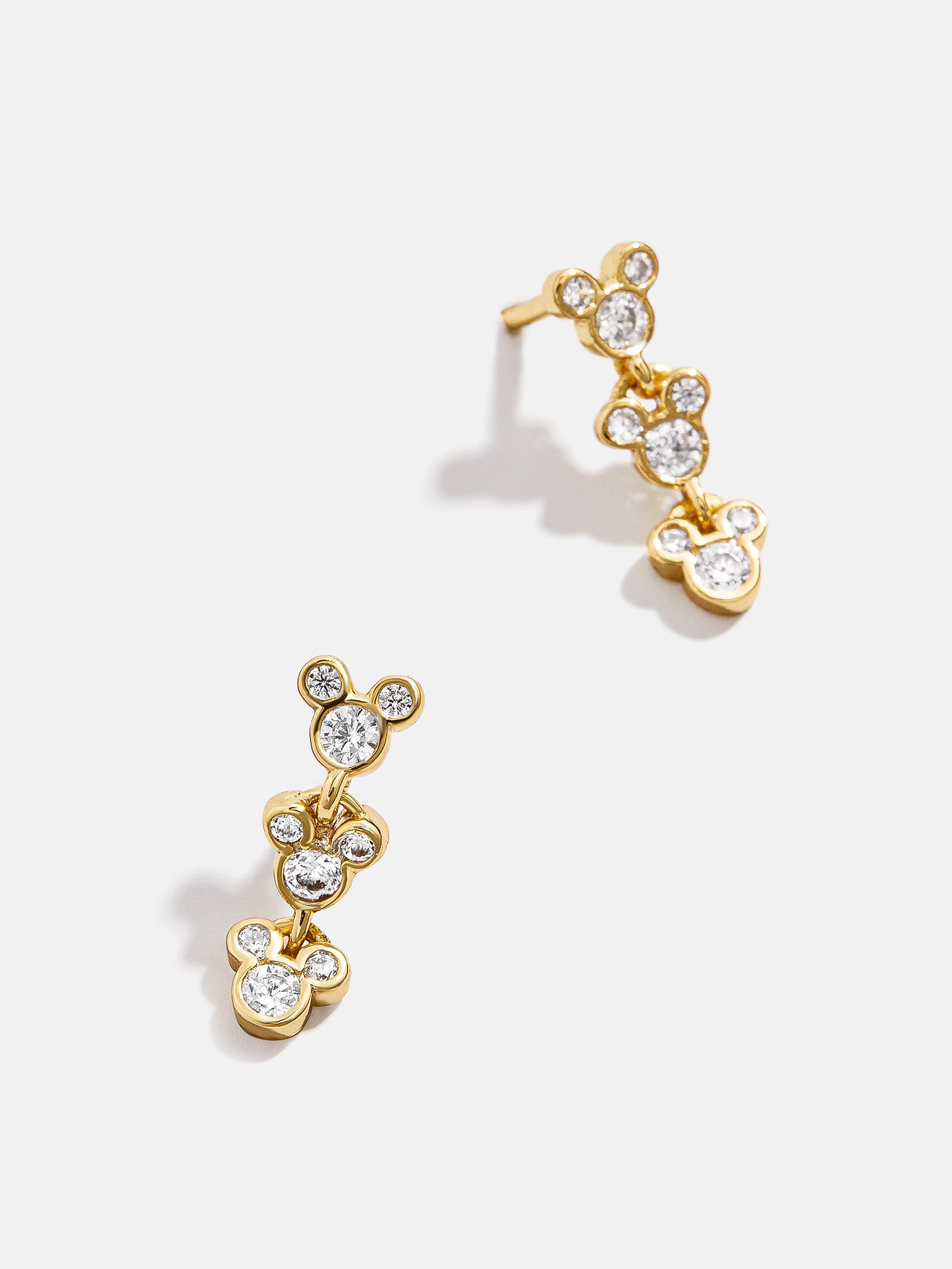 Premium Mickey Mouse Disney 18K Gold Plated Sterling Silver Drop Earrings with Cubic Zirconia