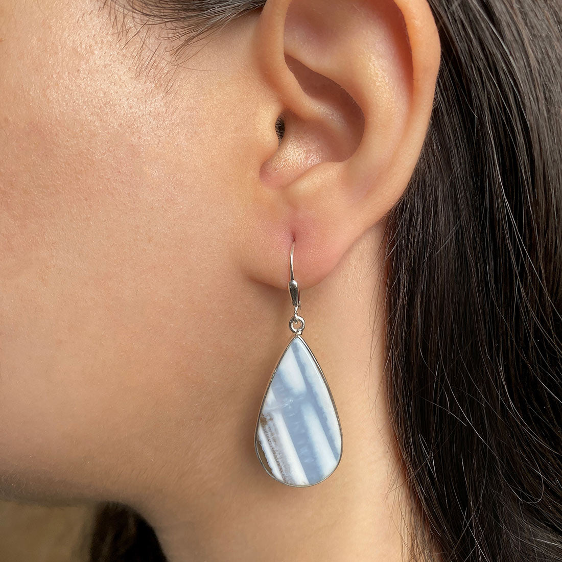 Premium Blue Opal Statement Earrings - Elegant & Spiritual