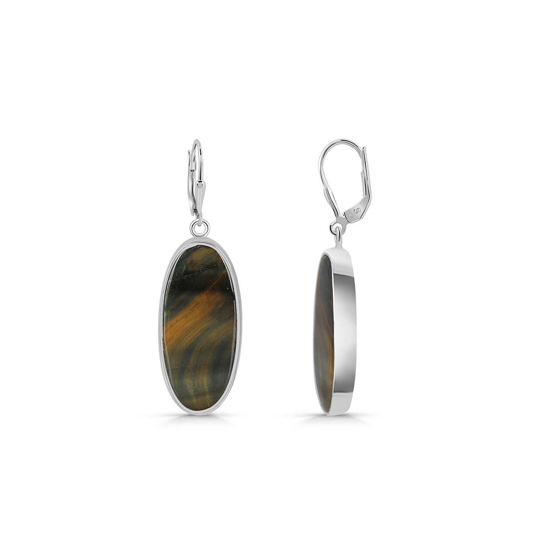 Premium Blue Tiger Eye Statement Earrings - Sagacia Jewelry