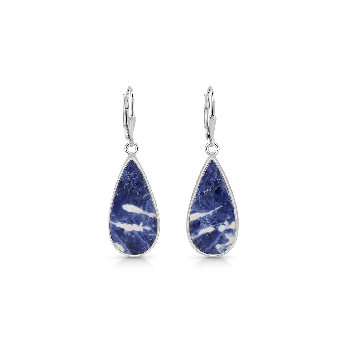 Premium Sodalite Statement Earrings - Elegant Blue Gemstone Design