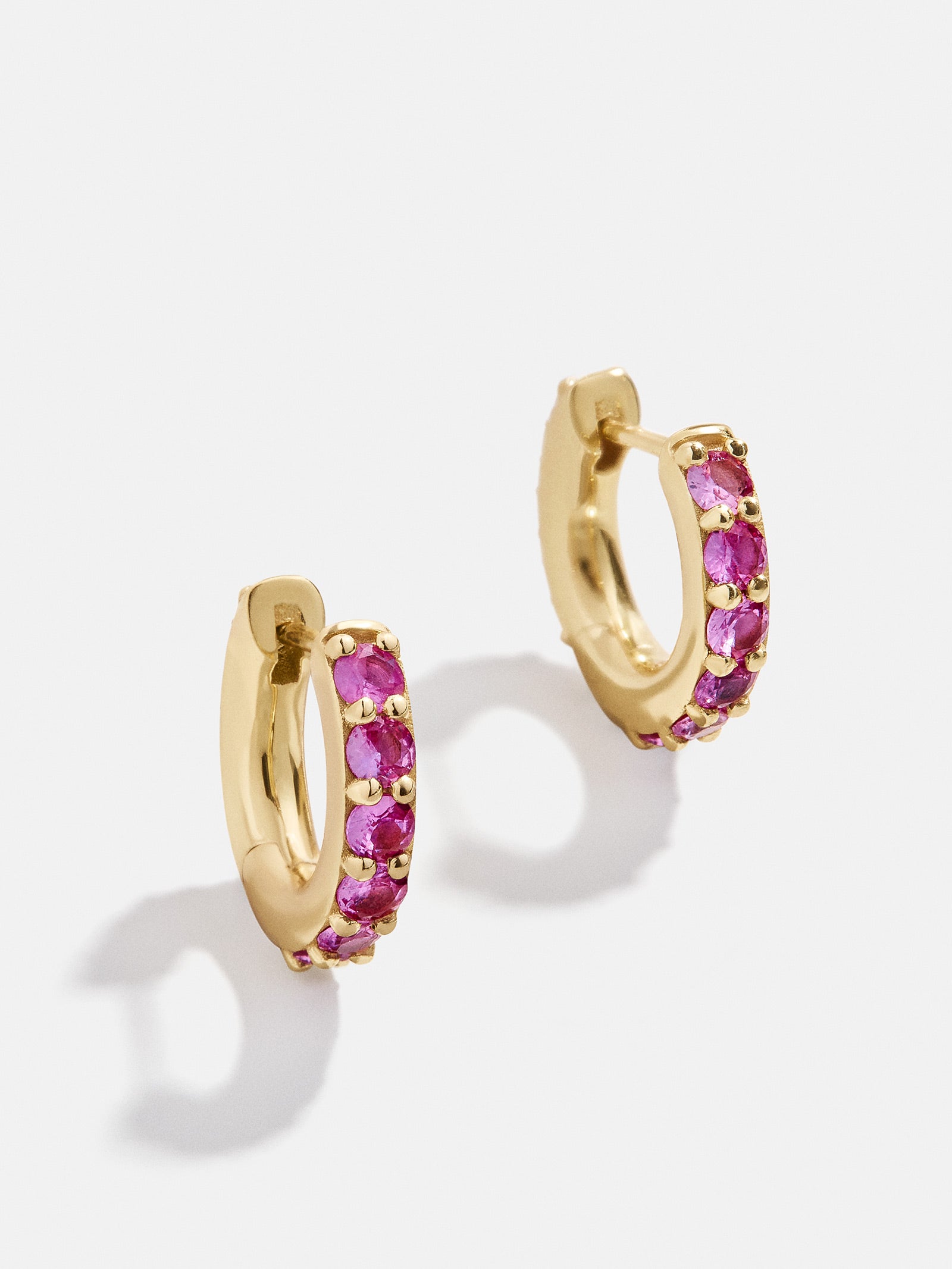 Premium 18K Gold Ruby Birthstone Huggie Earrings - Ultimate Elegance