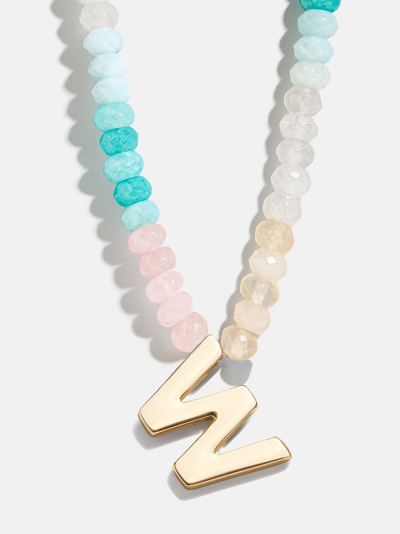 Premium Custom Initial Necklace with Semi-Precious Stones - Light Multi