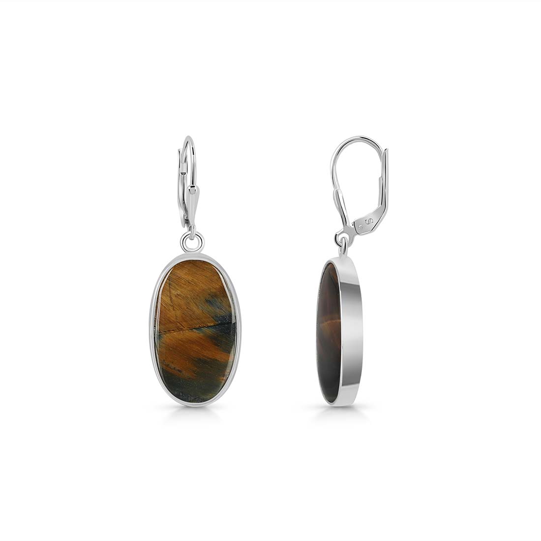 Premium Blue Tiger Eye Statement Earrings - Sagacia Jewelry