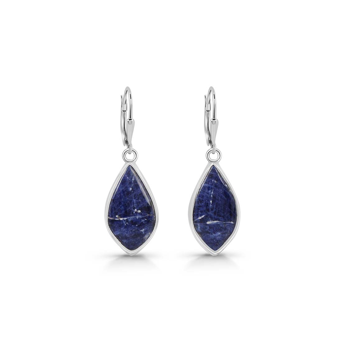 Premium Sodalite Statement Earrings - Elegant Blue Gemstone Jewelry