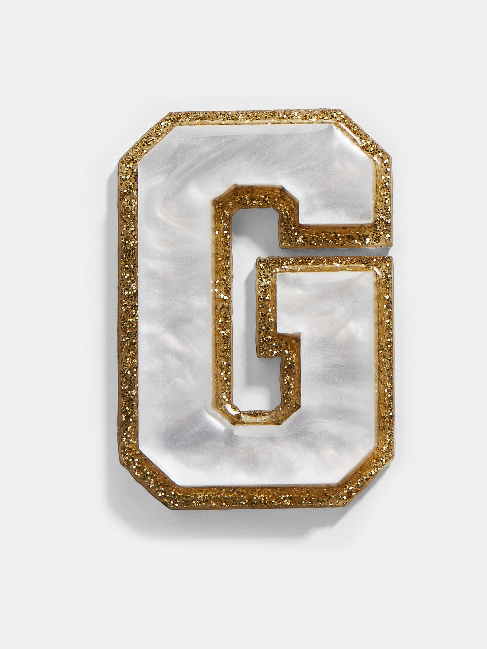 Premium Varsity Initial Sticker - White/Gold | Personalize Your Style