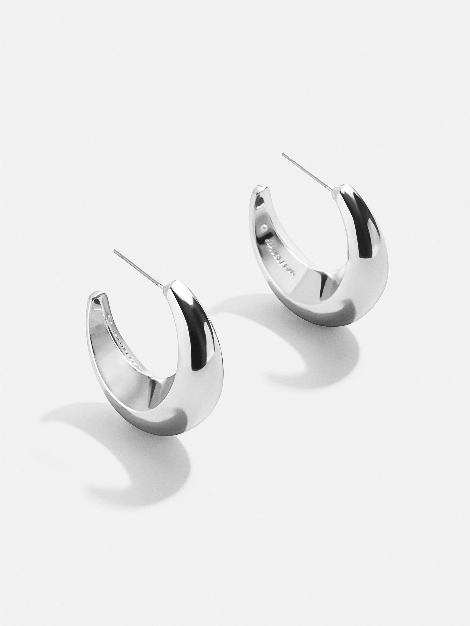 Premium Kimberly Crescent Hoop Earrings - Silver