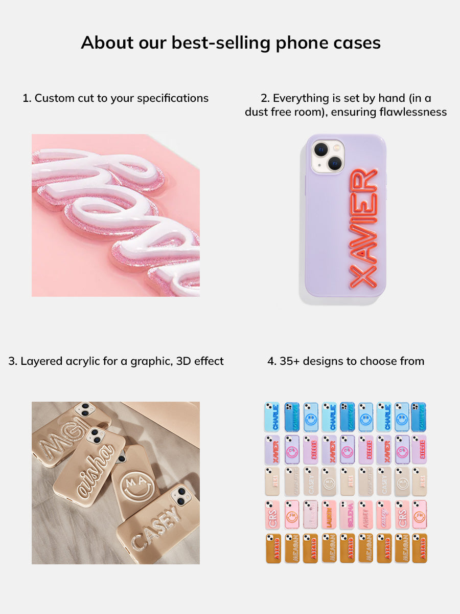 Premium Custom iPhone Case - Blush Pink with 3D Acrylic Design