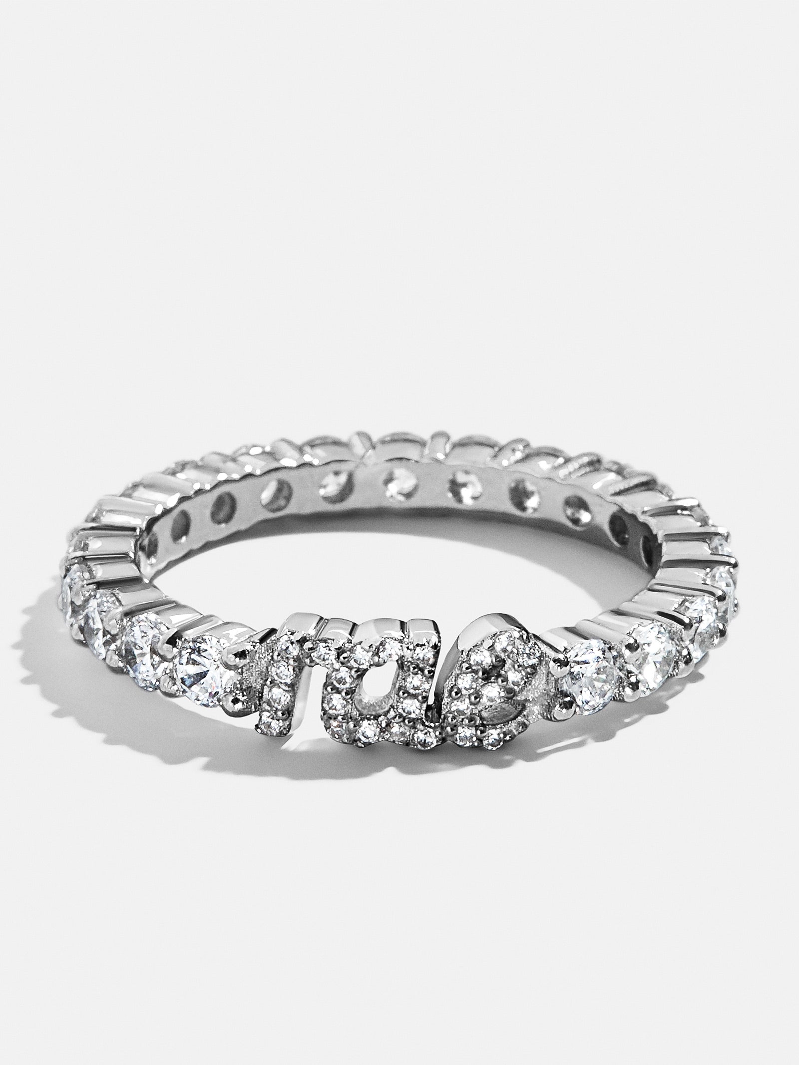 Premium Script Custom Pavé Ring - Silver | Personalized Luxury