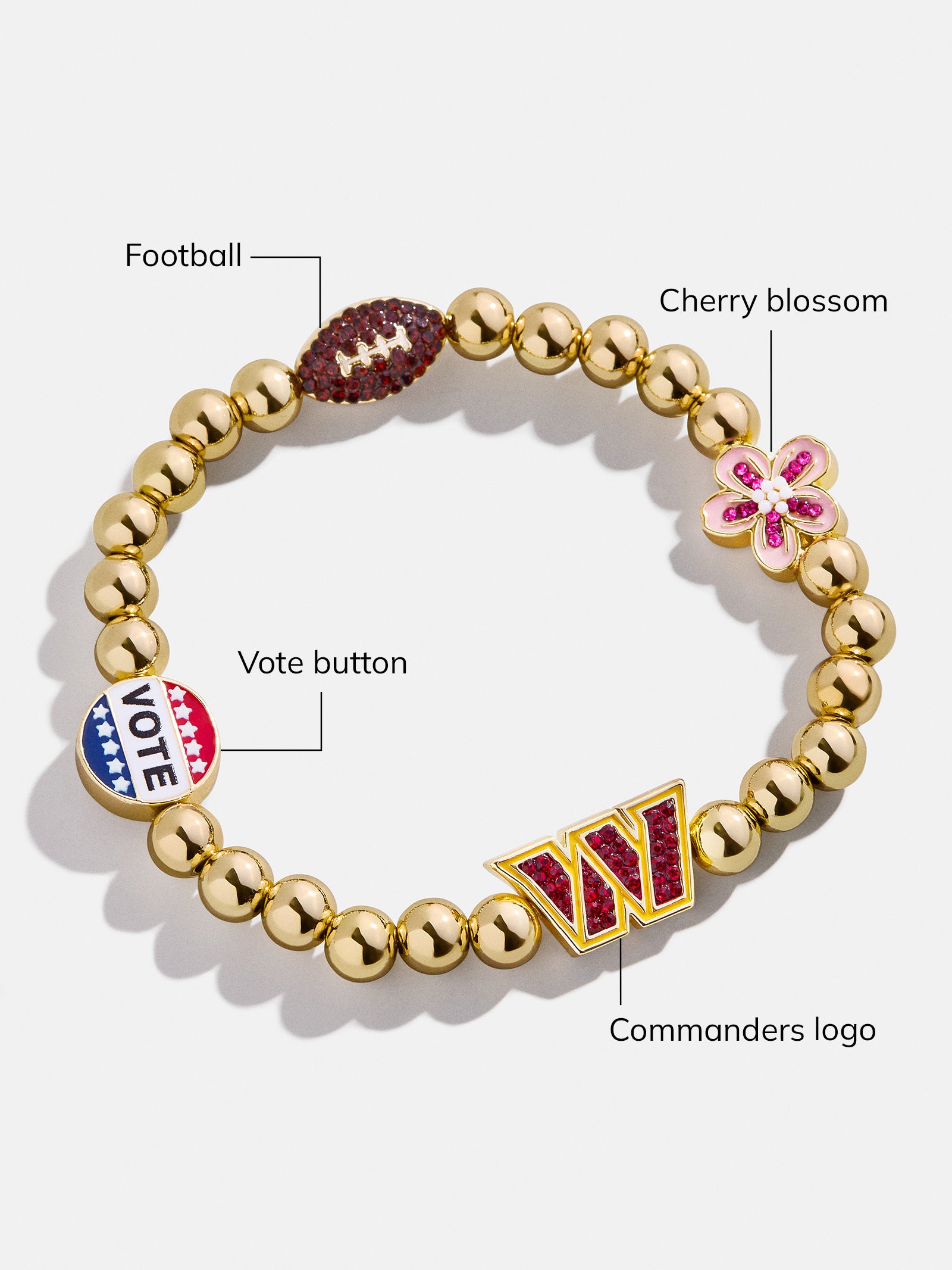 Premium Washington Commanders NFL Charm Bracelet - Ultimate Team Spirit Accessory