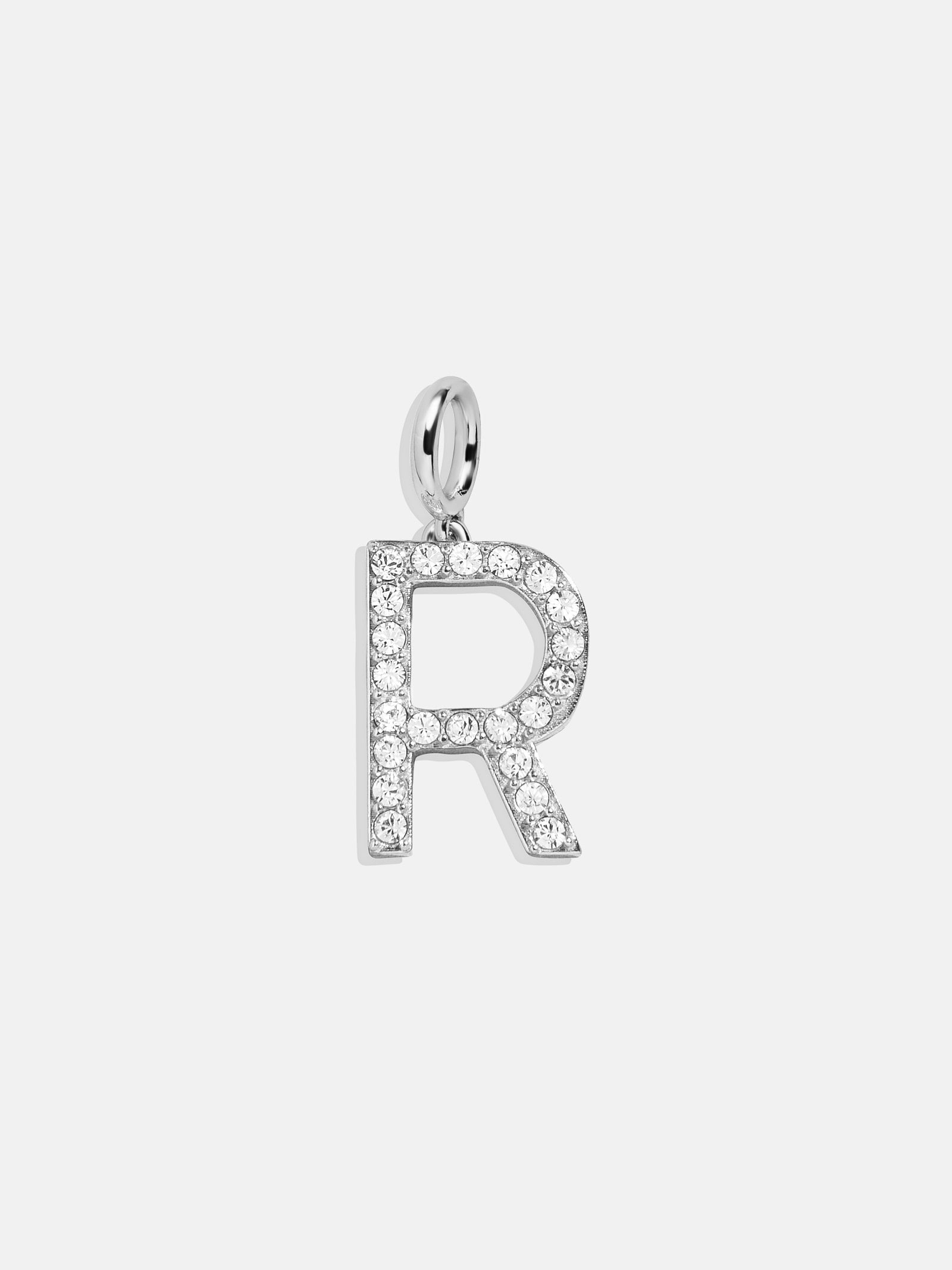 Premium Silver Pave Initial Cluster Charm Necklace - Right Side