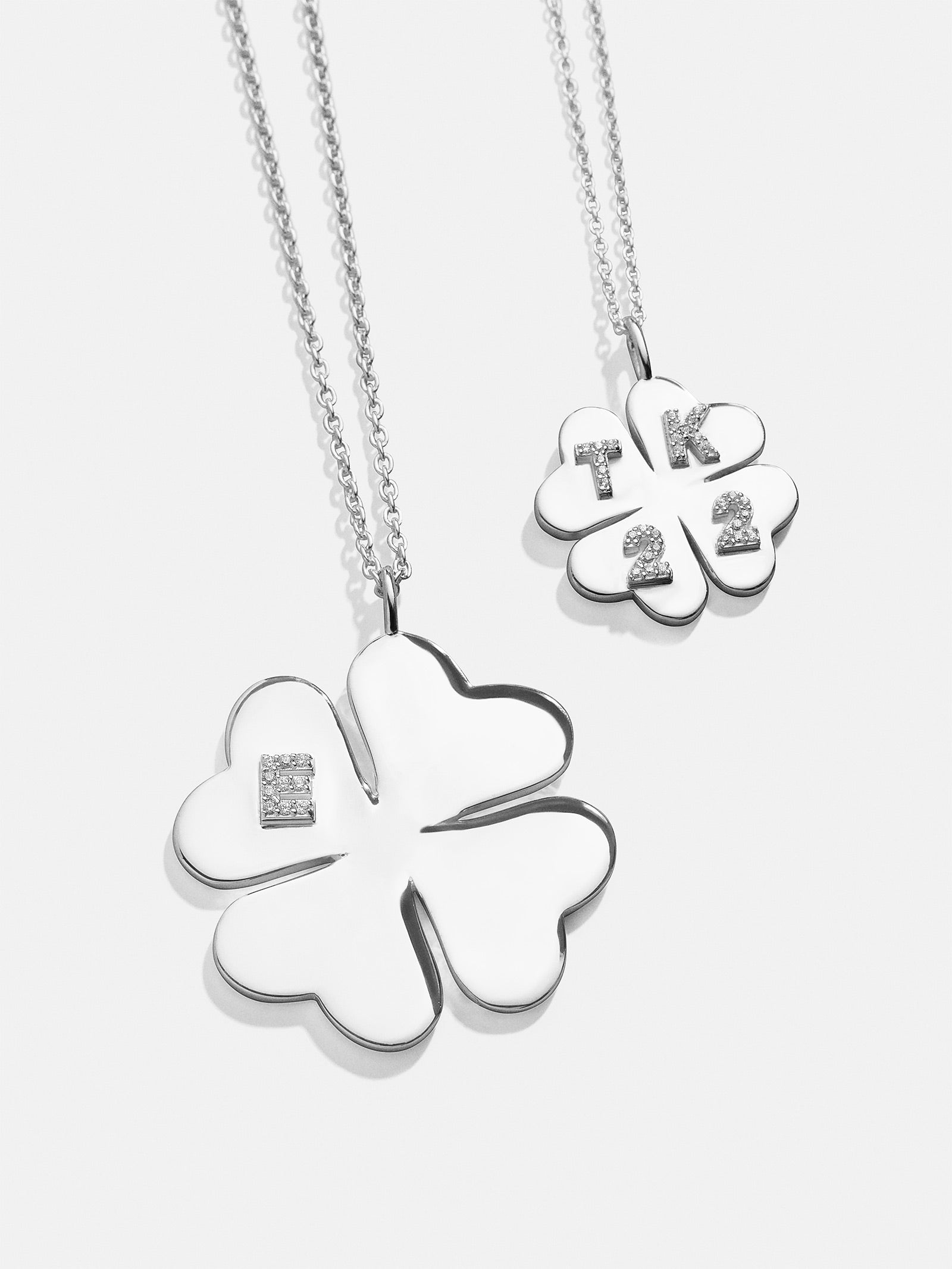 Premium Custom Clover Sterling Silver Pendant Necklace - Personalized Jewelry