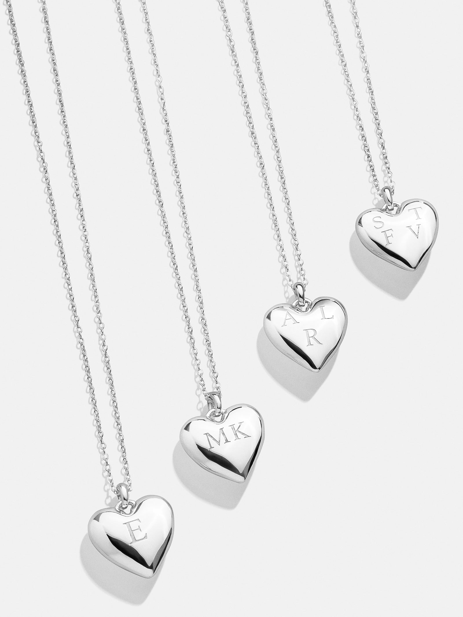 Ultimate Puffy Heart Sterling Silver Custom Engraved Pendant Necklace