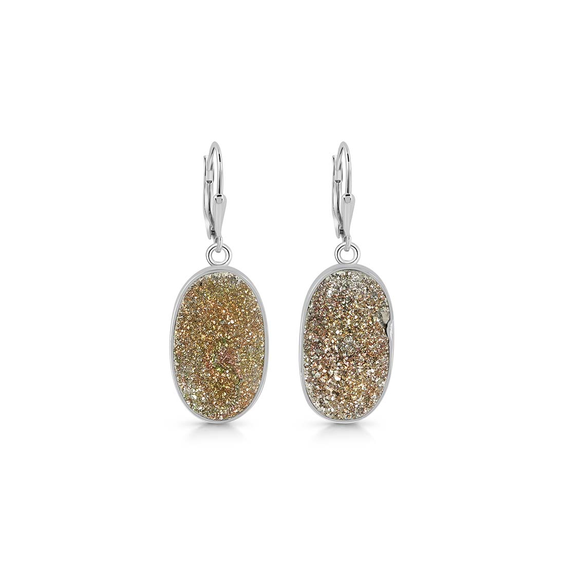 Premium Spectropyrite Druzy Earrings - Bold & Shimmering (SPD-E-20)