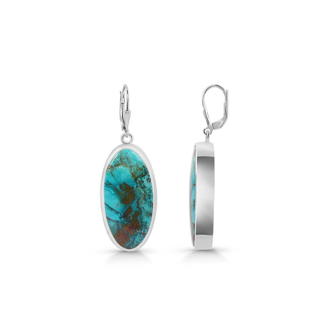 Premium Shattuckite Statement Earrings - Elegant Silver Jewelry