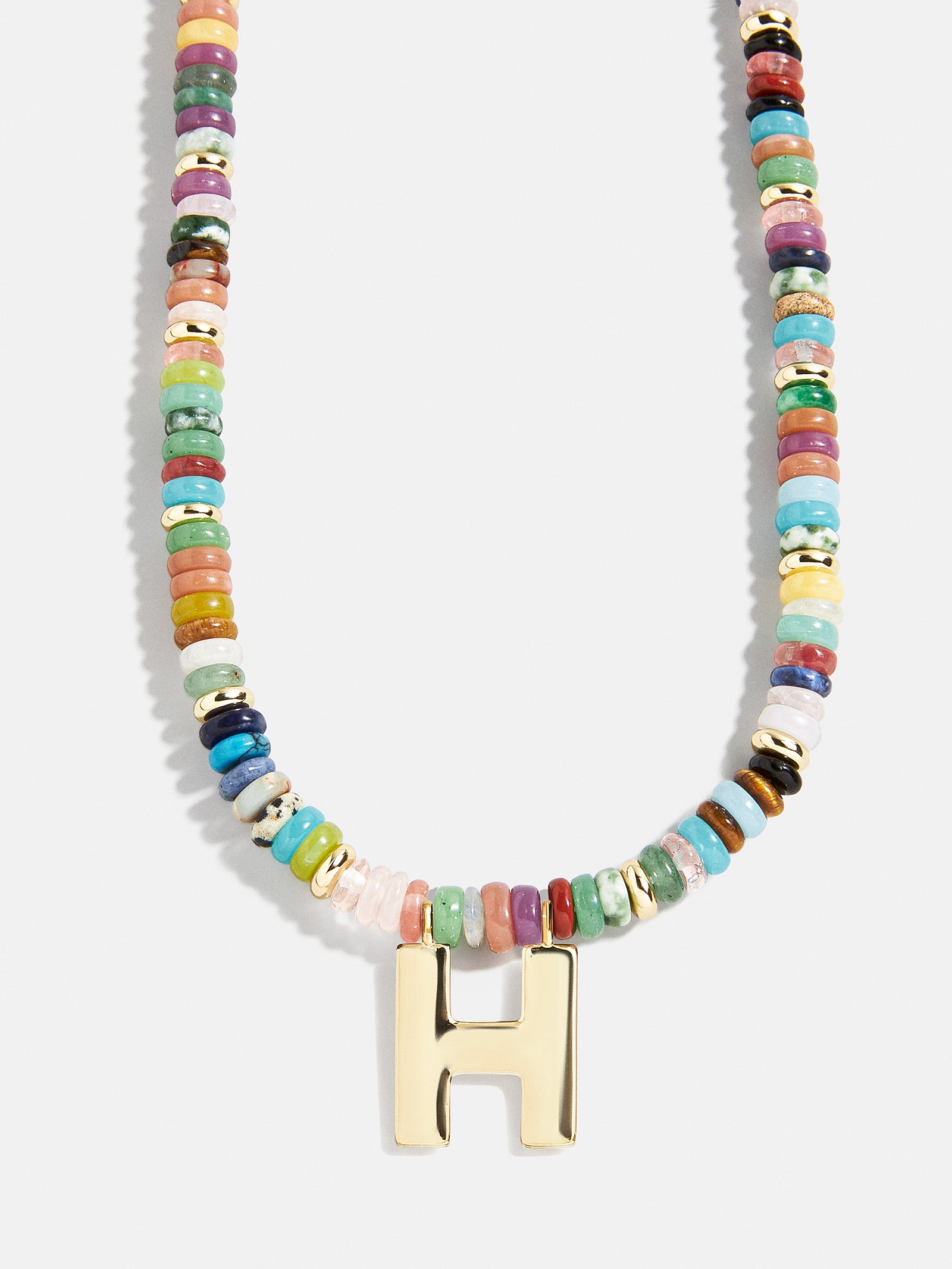 Ultimate Semi-Precious Block Initial Necklace - Personalized & Vibrant