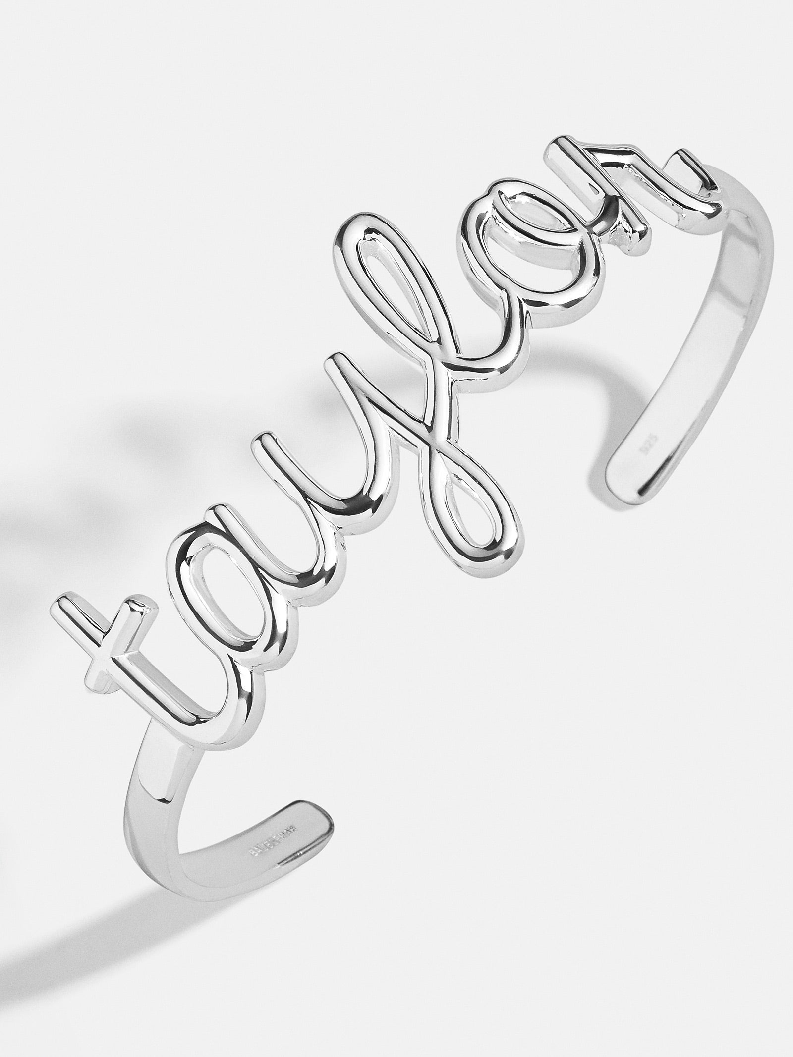 Premium Sterling Silver Custom Nameplate Cuff Bracelet - Modern & Adjustable