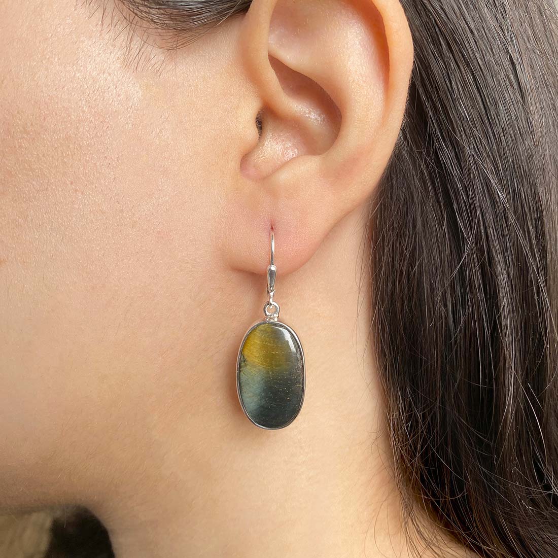 Premium Blue Tiger Eye Statement Earrings - Sagacia Jewelry