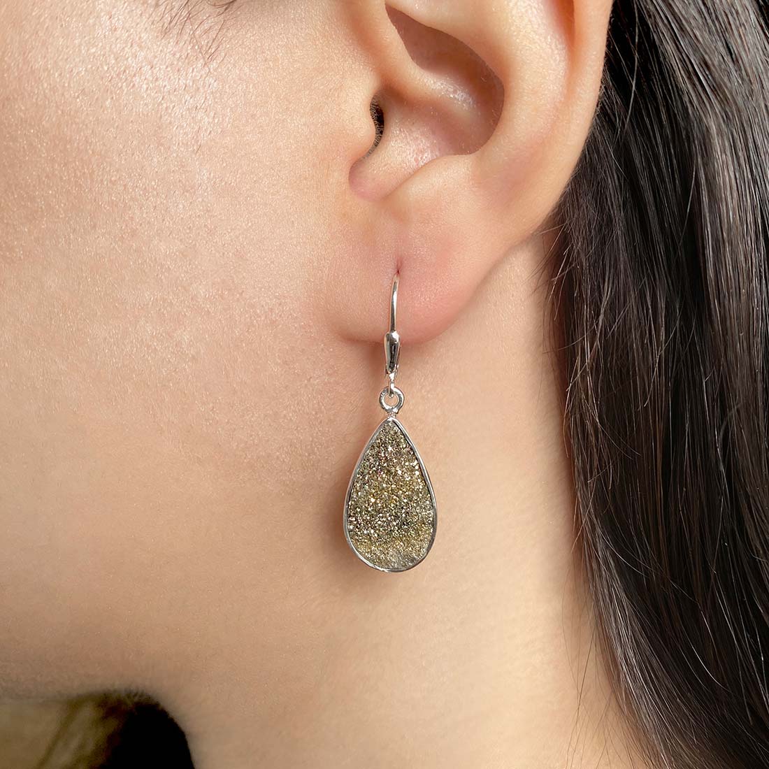 Premium Spectropyrite Druzy Earrings - Sagacia Jewelry