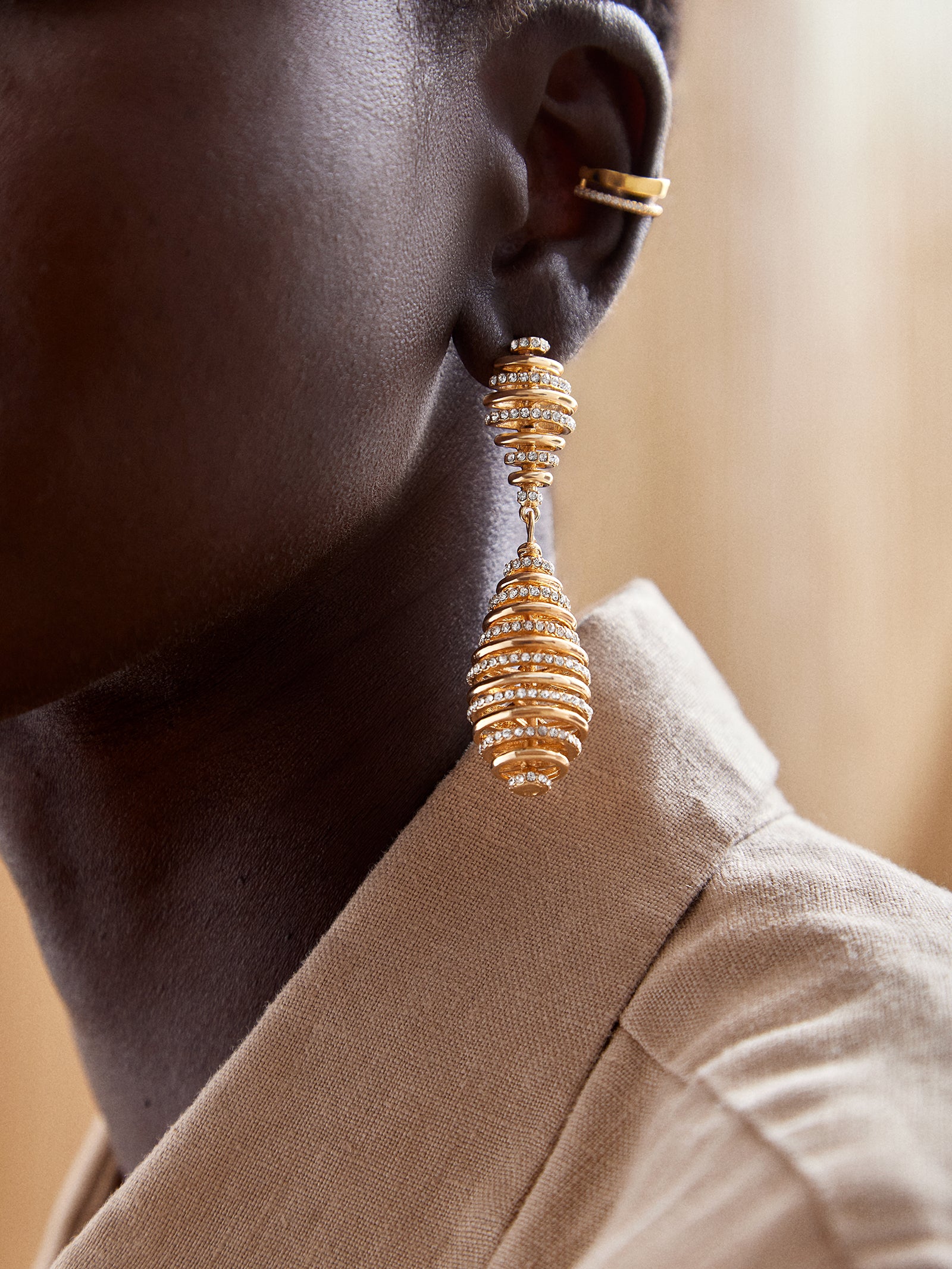 Premium Samantha Gold Pavé Earrings - Ultimate Glamour