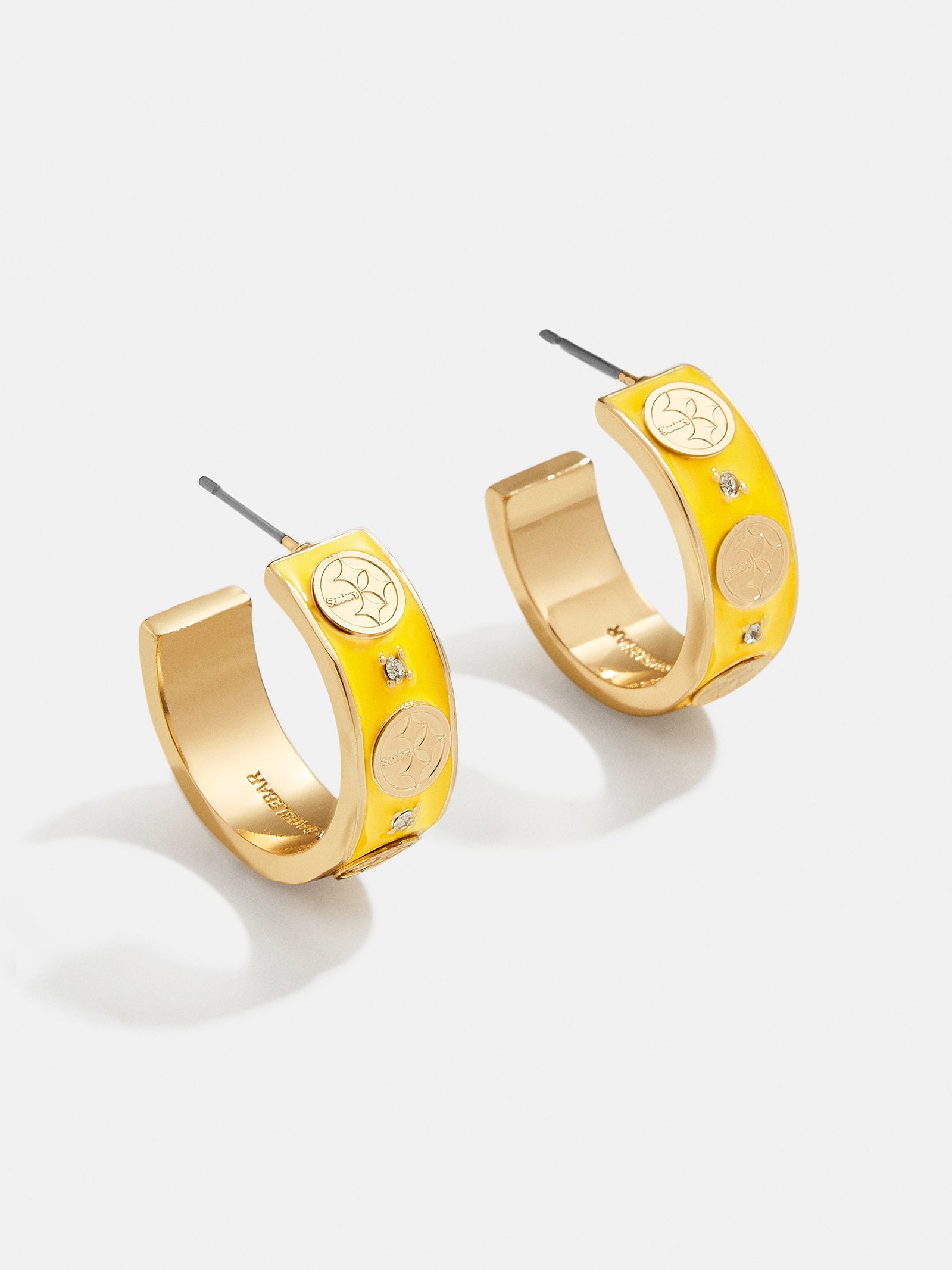 Premium Pittsburgh Steelers Enamel Hoop Earrings by WEAR x Erin Andrews & BaubleBar