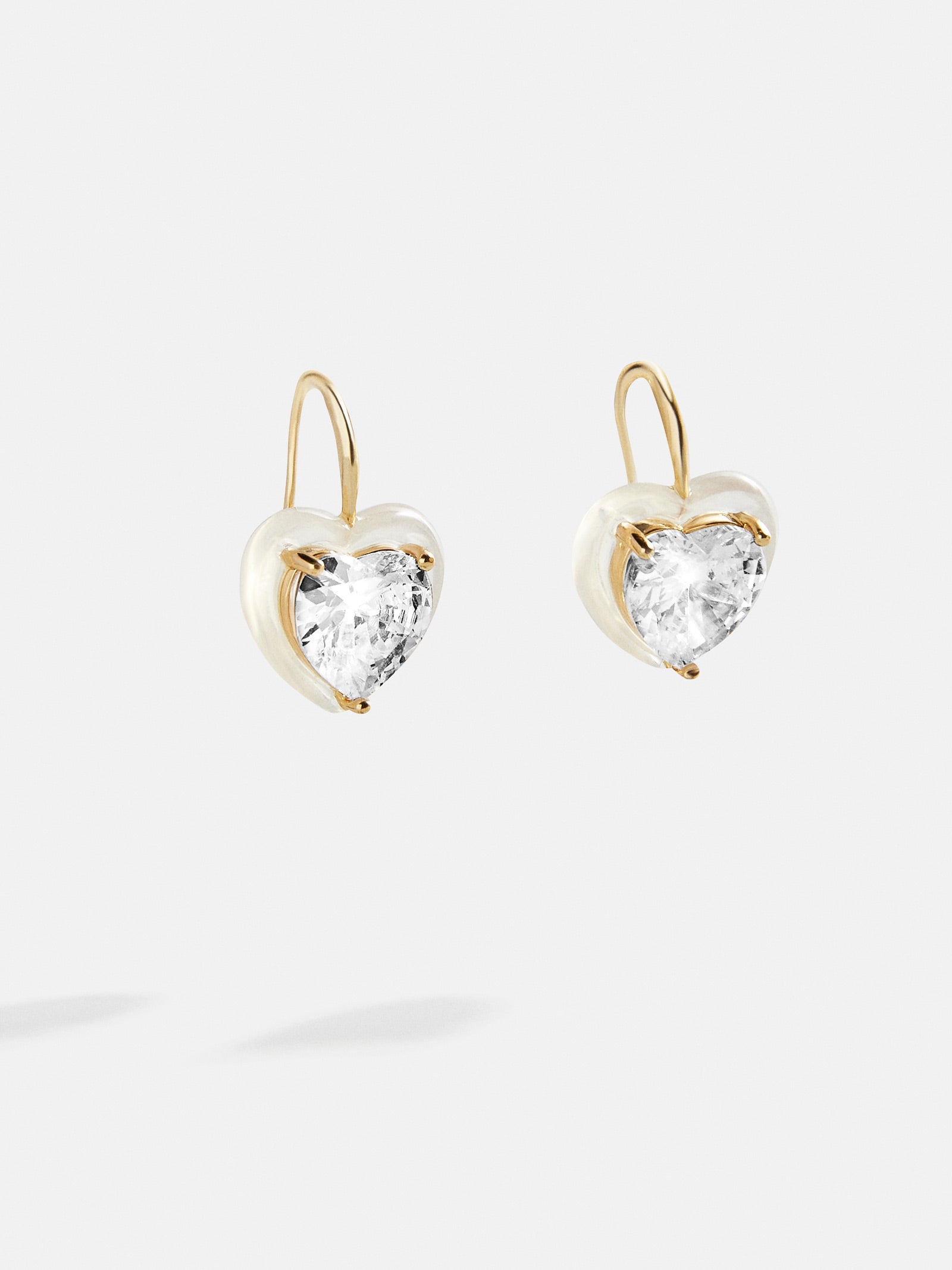 Premium Alma Heart Earrings - White Crystal Elegance