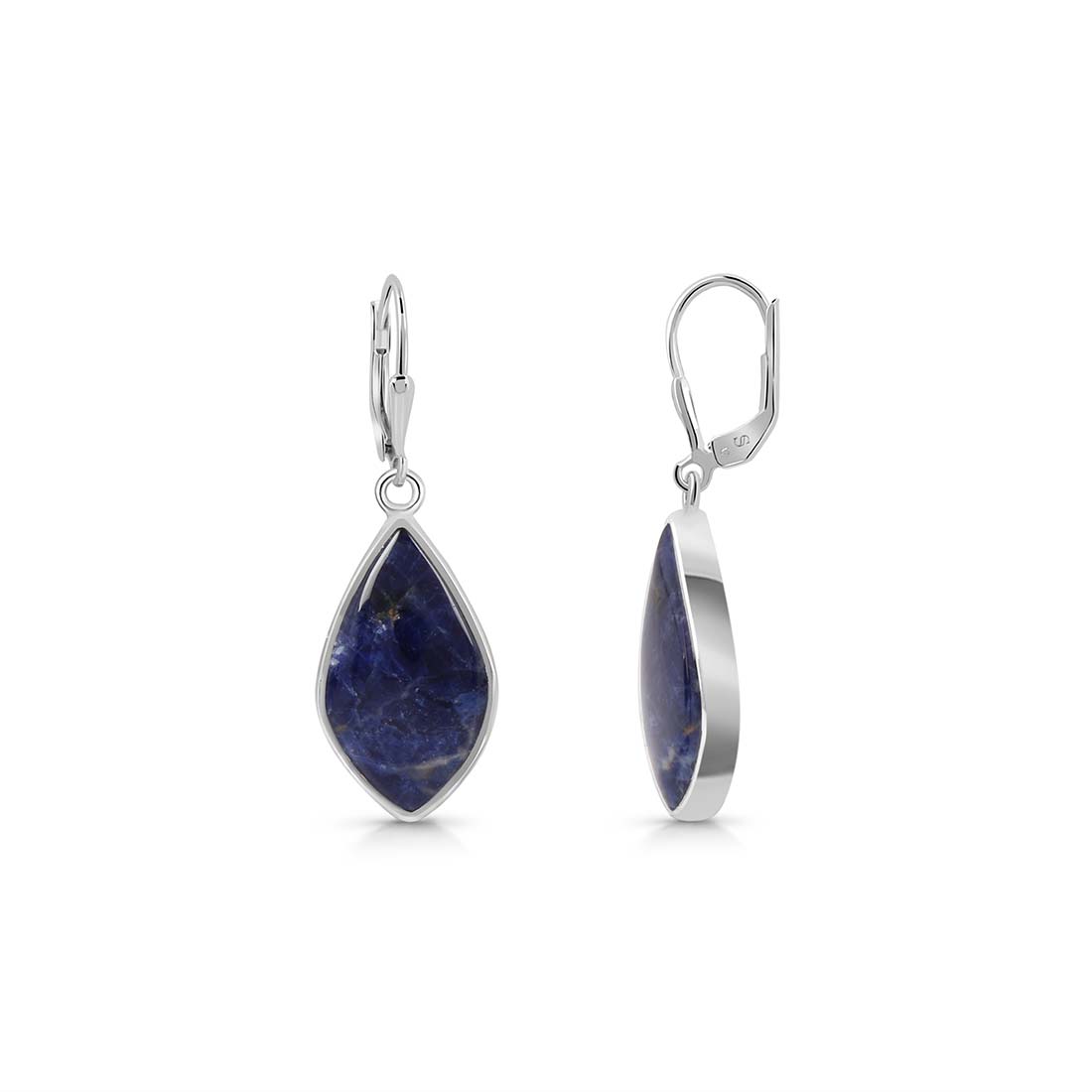 Premium Sodalite Statement Earrings - Elegant Blue Gemstone Design