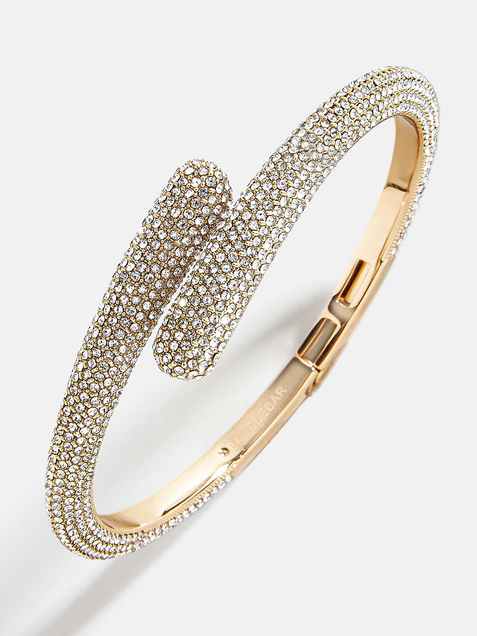 Premium Naomi Wrap Hinge Bangle - Gold/Pavé