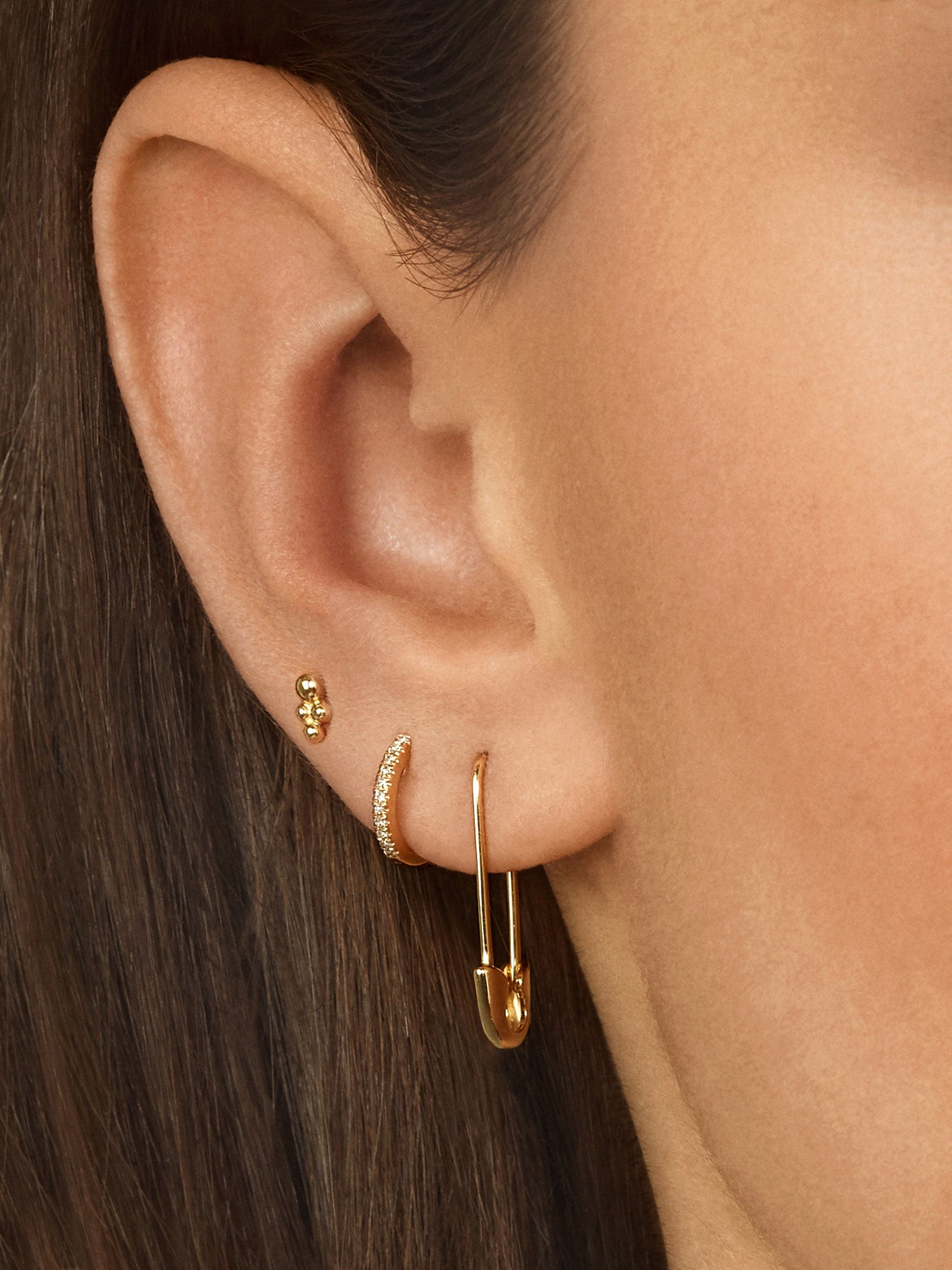 Premium 18K Gold Plated Safety Pin Threader Earrings - Modern Elegance