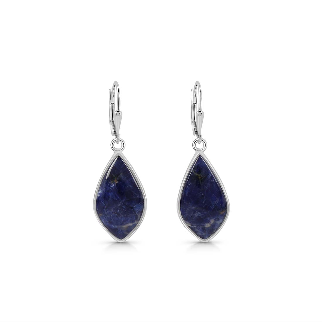 Premium Sodalite Statement Earrings - Elegant Blue Gemstone Design