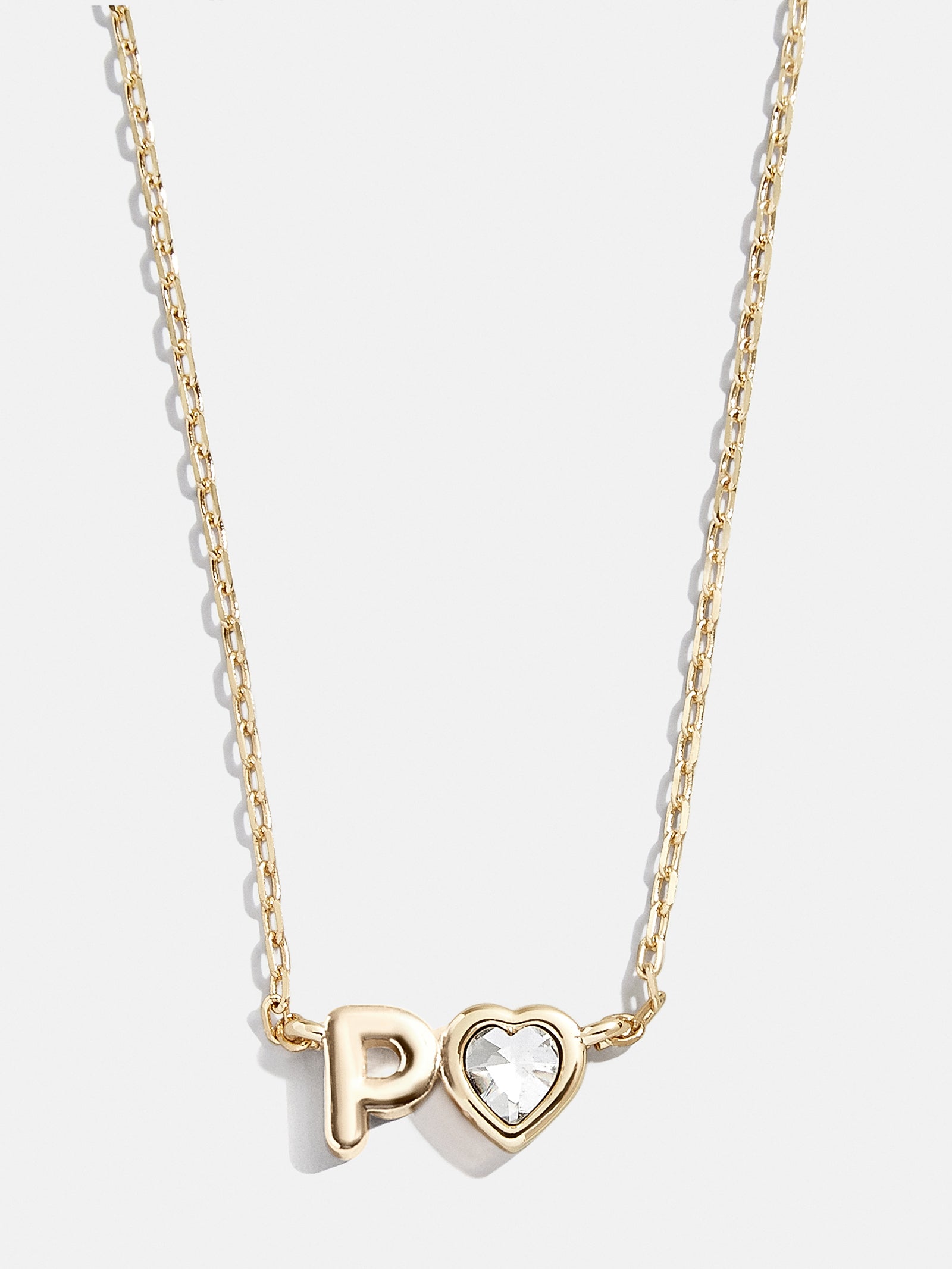 Premium Fiona Initial Necklace - Gold & Crystal Heart