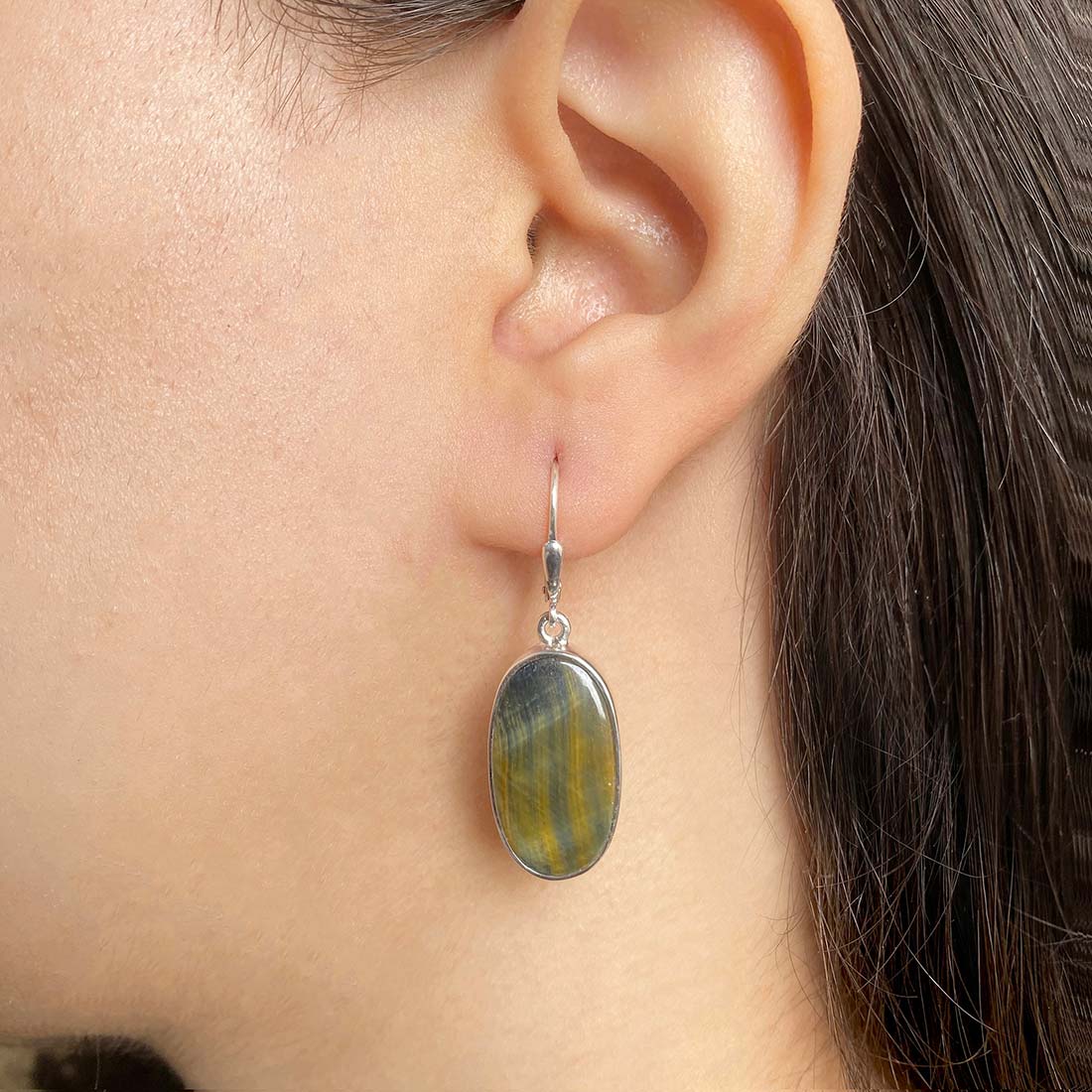 Premium Blue Tiger Eye Statement Earrings - Sagacia Jewelry