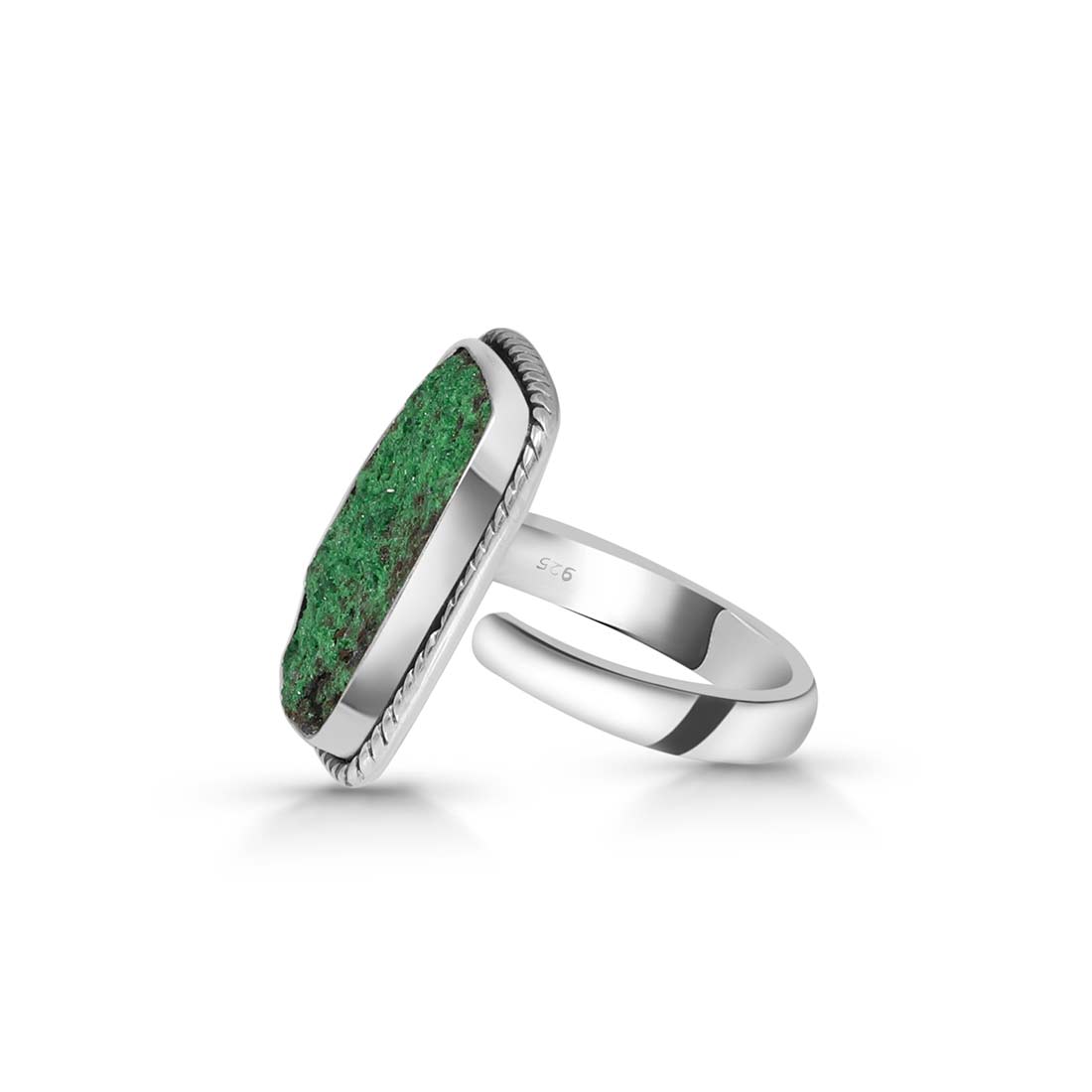 Premium Uvarovite Druzy Adjustable Ring - Elegant Green Gemstone Jewelry