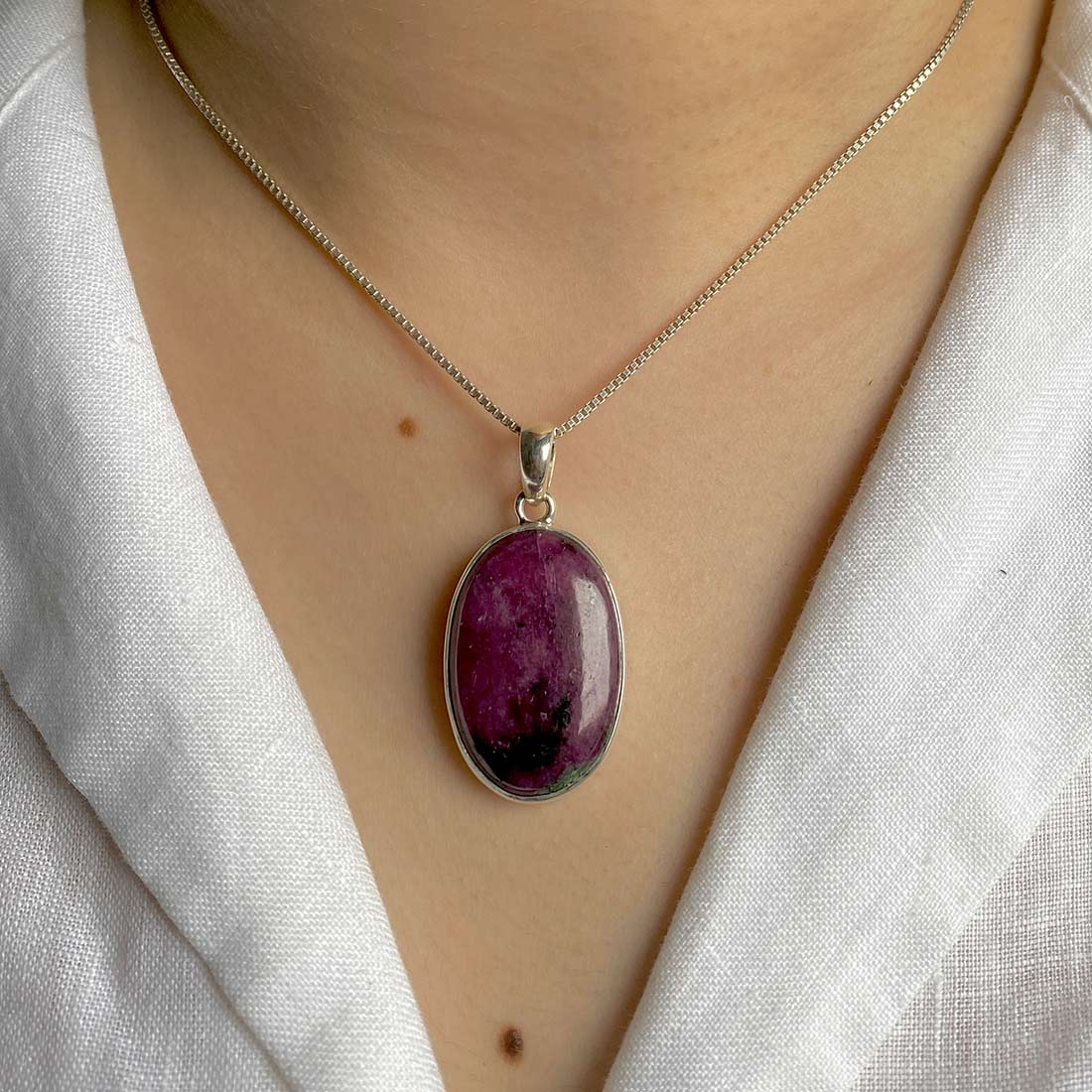 Premium Pink Ruby Zoisite Pendant - Elegant 925 Sterling Silver Jewelry