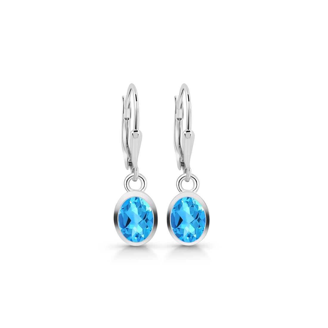 Premium Swiss Blue Topaz Leverback Earrings - Ultimate Elegance